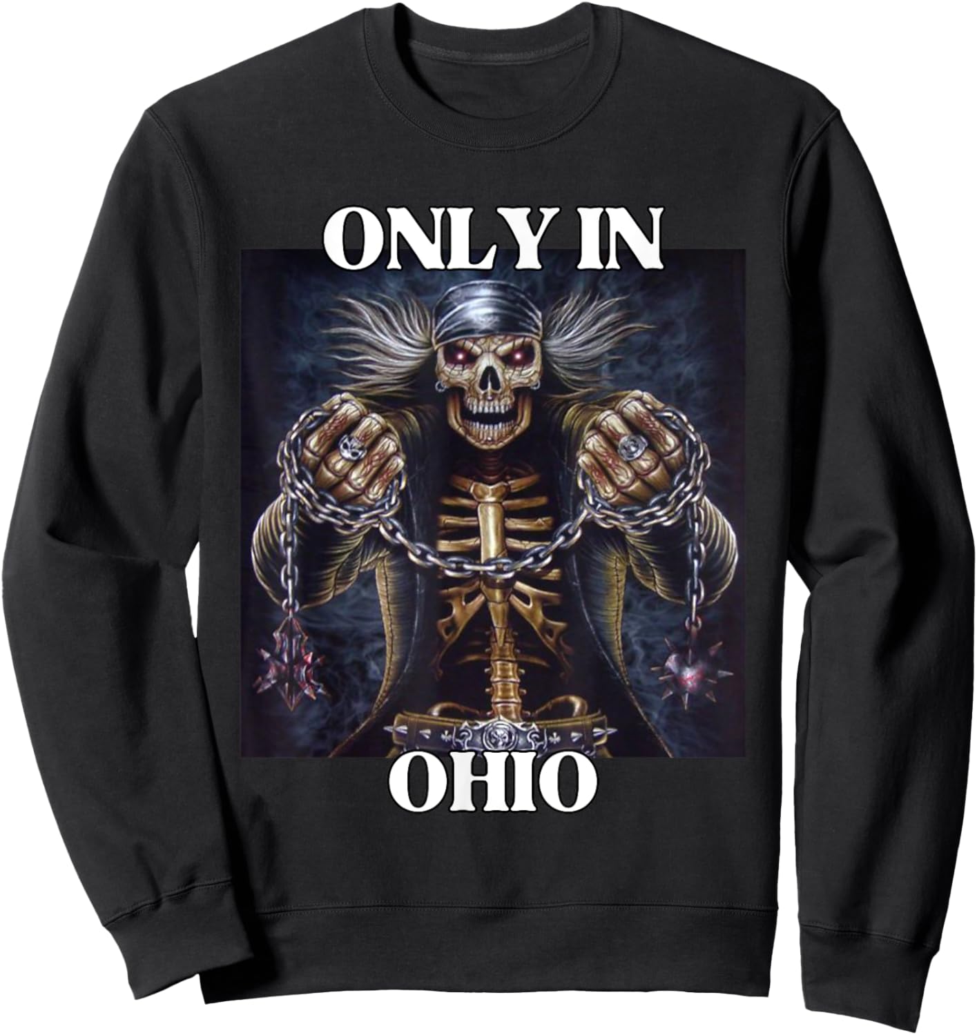 Ohio Funny Cringe Hard Skeleton Meme Sweatshirt - Sweatshirt | Black