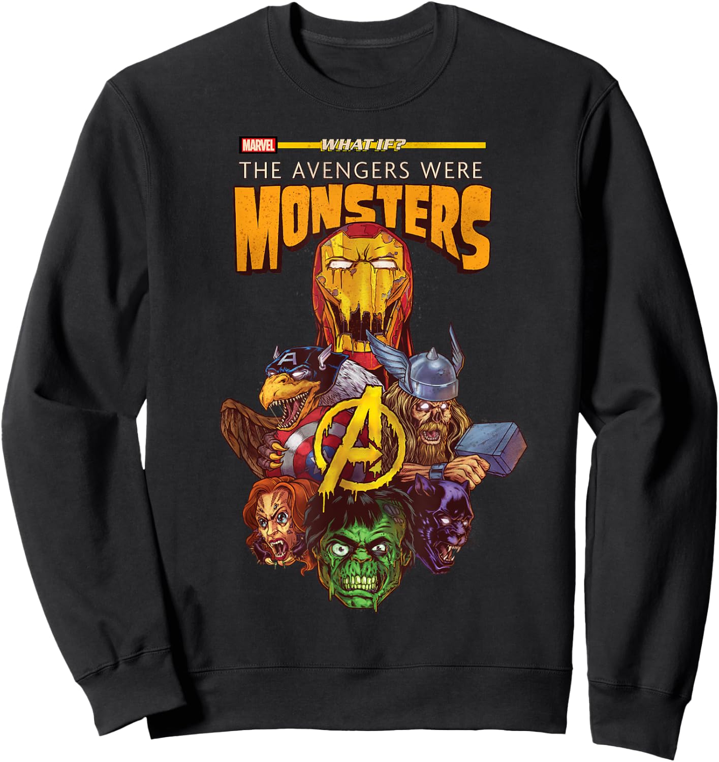 Marvel What If The Avengers were Monsters Sweatshirt - Sweatshirt | Black