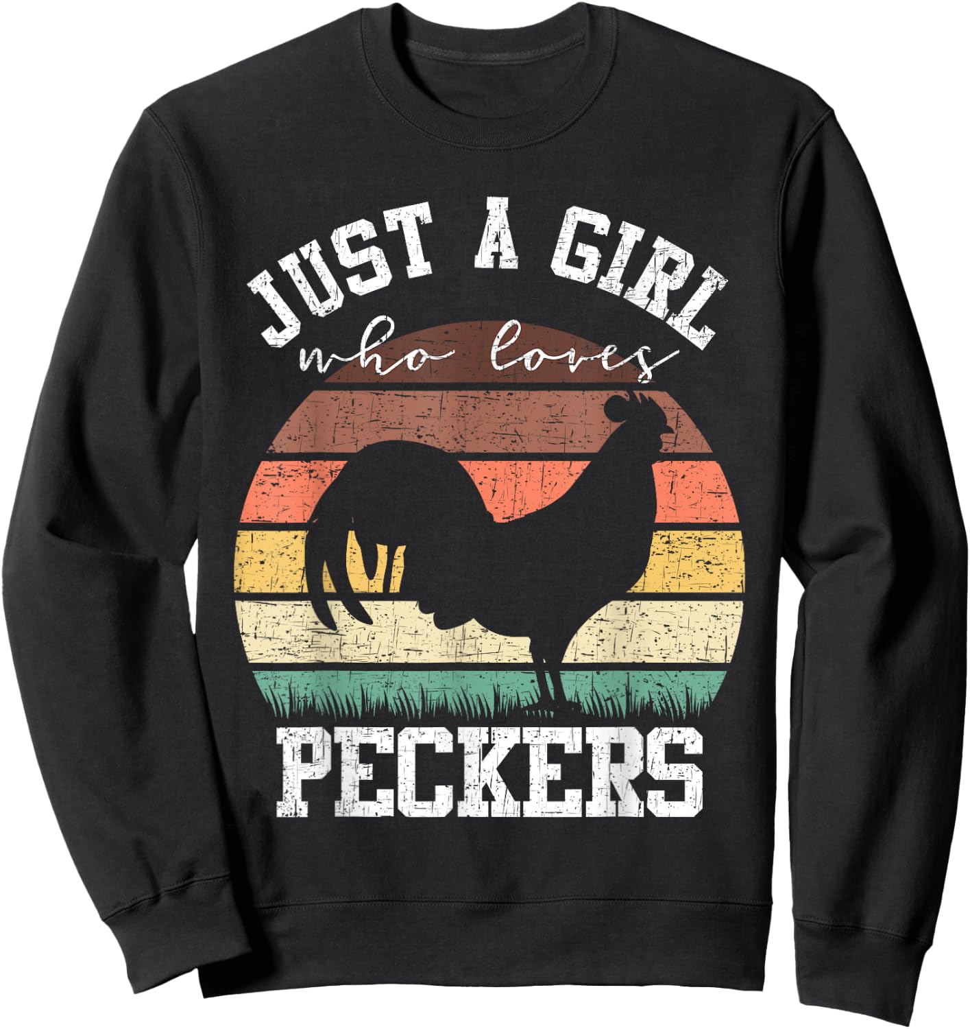 Just A Girl Who Loves Peckers Funny Chicken Farmer Lover Sweatshirt - Sweatshirt | Black