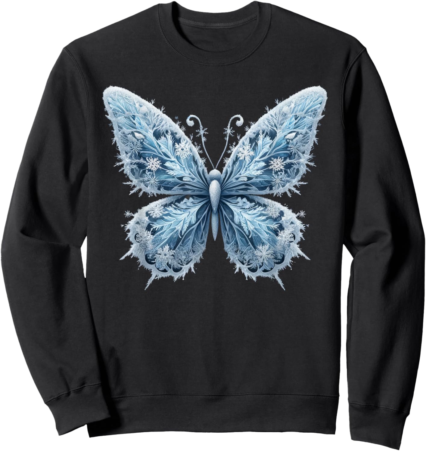 Ice Snow Flakes Butterfly Beautiful Butterflies Sweatshirt - Sweatshirt | Black