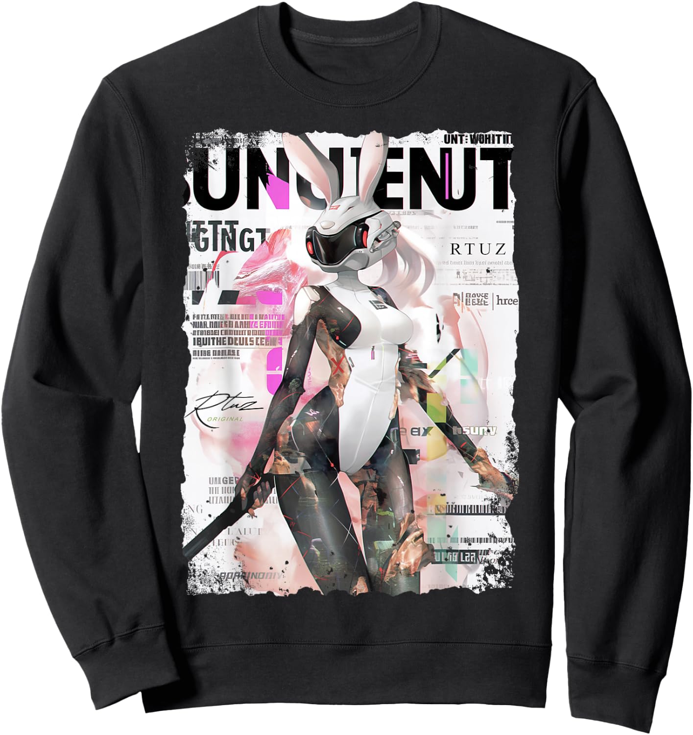 Magazine Cover Vintage Girl Bunny Collage Sexy Model Pin-Up Sweatshirt - Sweatshirt | Black