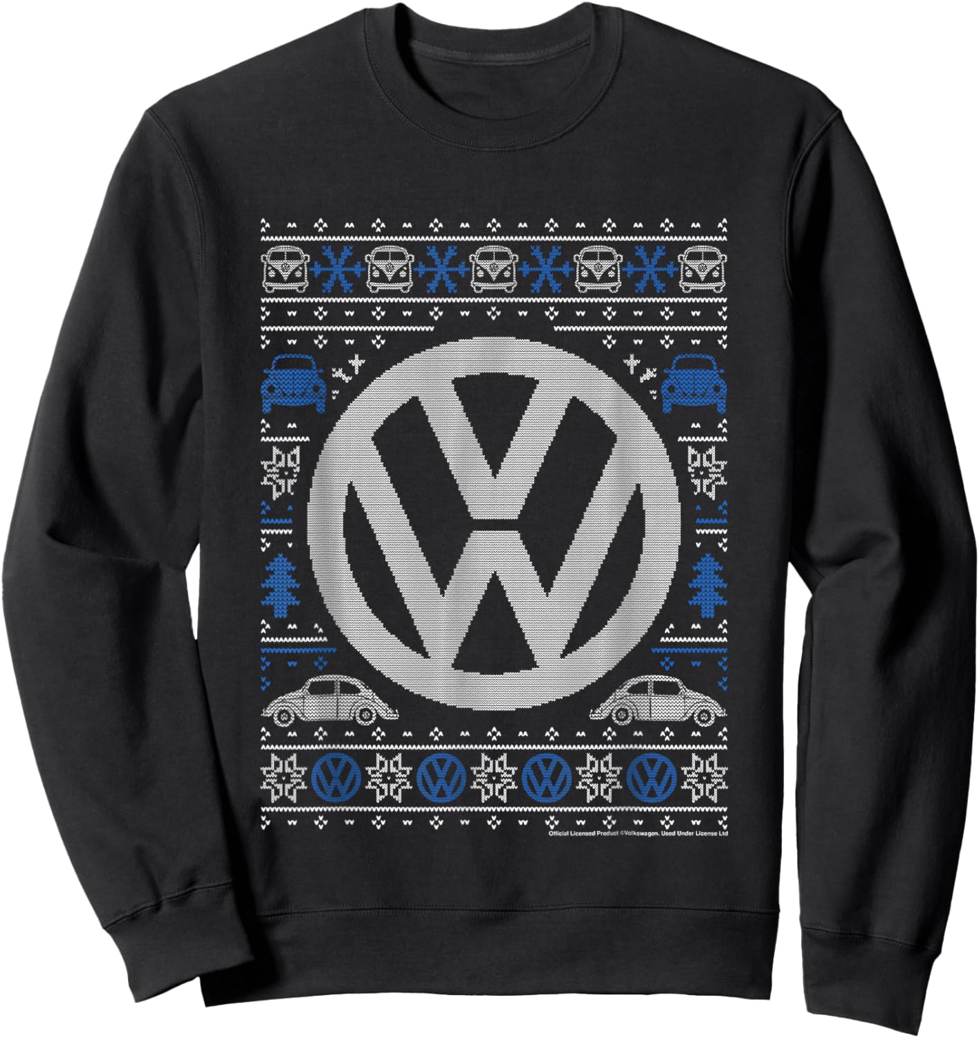Volkswagen Classic Beetle Car Christmas Knit Knit Pattern Sweatshirt - Sweatshirt | Black
