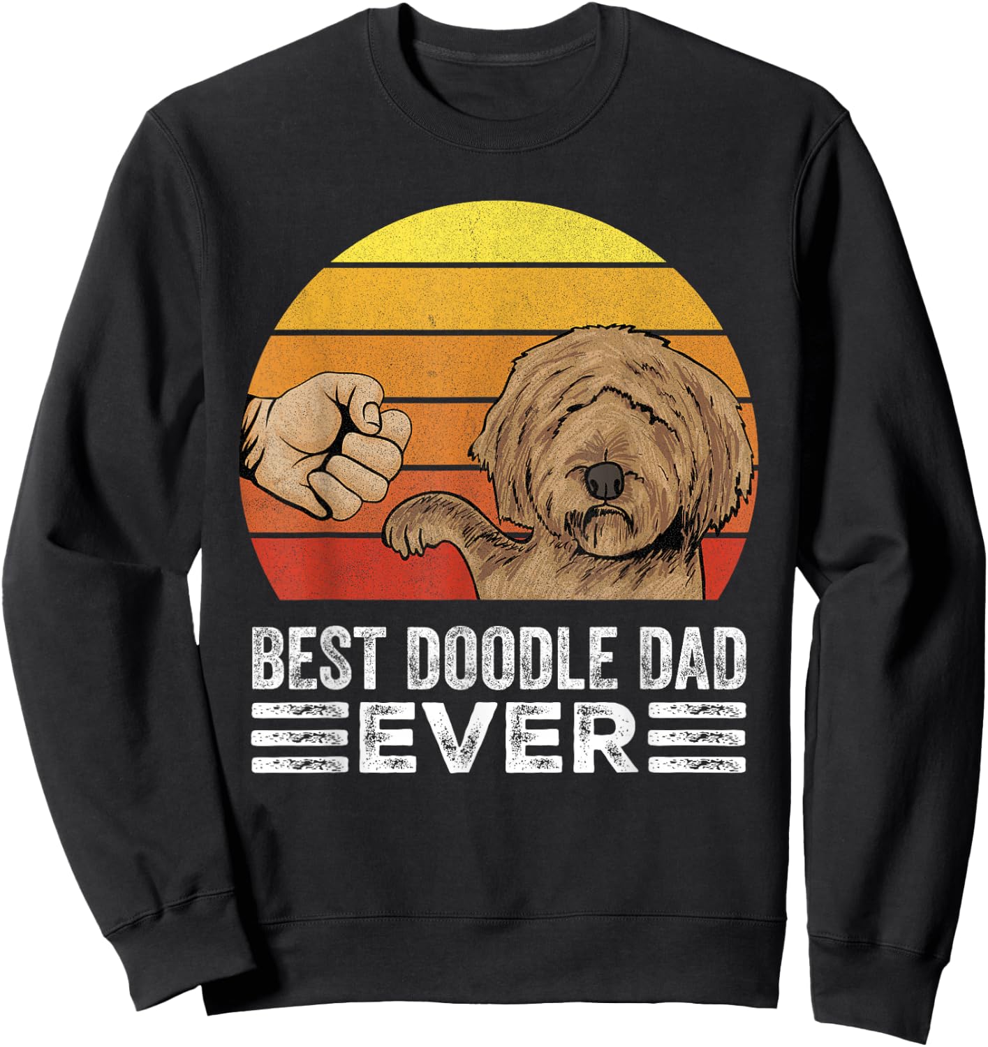 Retro Best Doodle Dad Ever Shirt Vintage Goldendoodle Dad Sweatshirt - Sweatshirt | Black