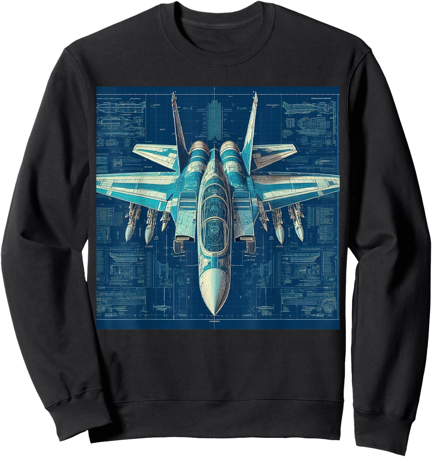 F-14 Tomcat Fighter Jet Assembly Blueprint Military Aviation Men Women Kids Sweatshirt - Sweatshirt | Black