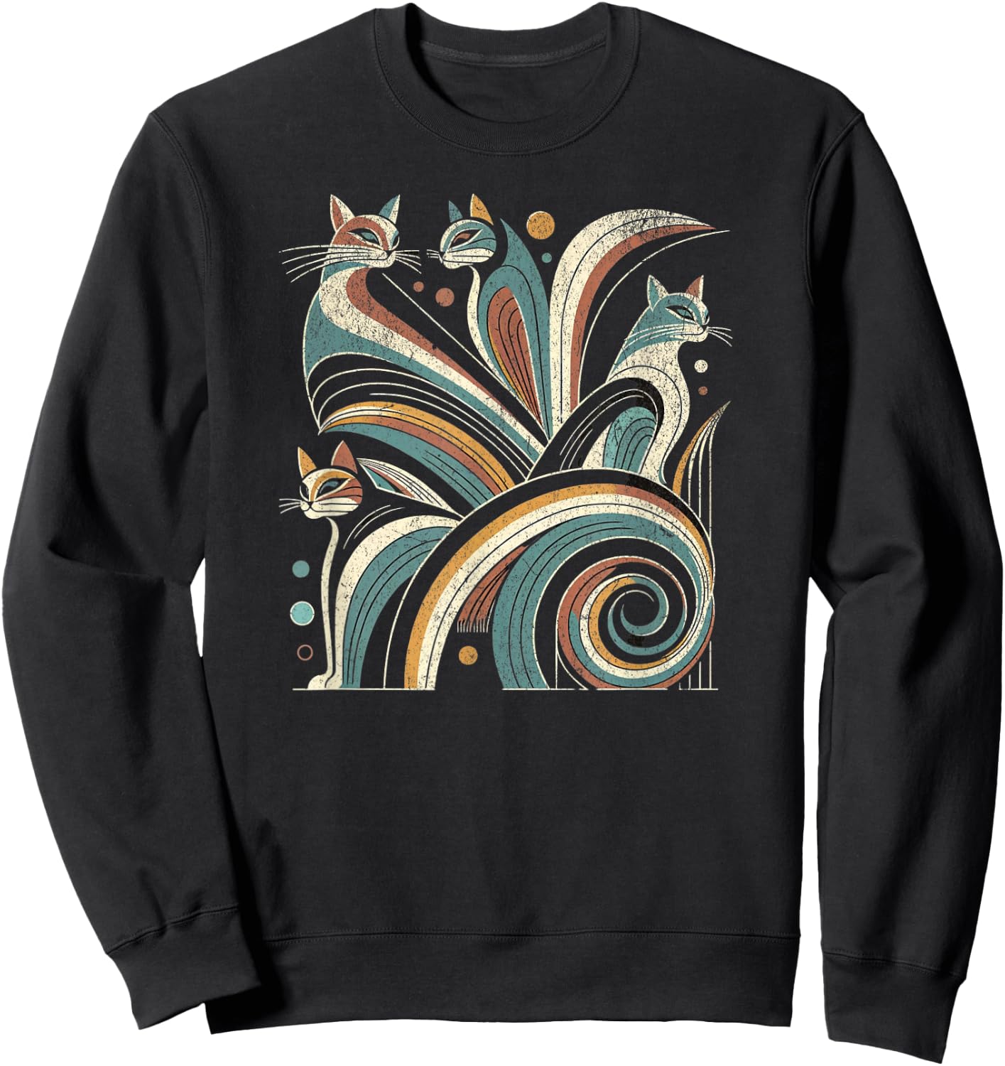 Vintage Retro Mid-Century Modern Look Cats 50s 60s Style Sweatshirt - Sweatshirt | Black