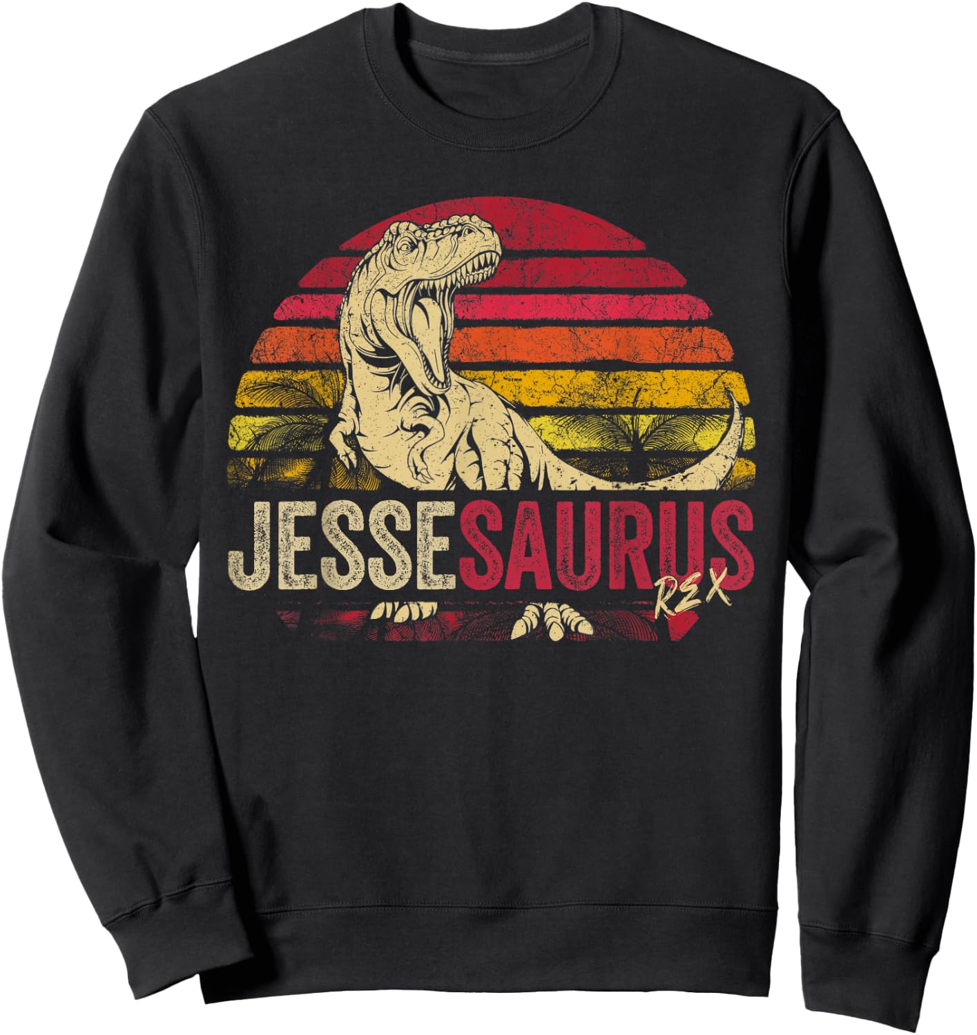Jesse Saurus Funny Personalized Dinosaur T Rex Boys Name Sweatshirt - Sweatshirt | Black