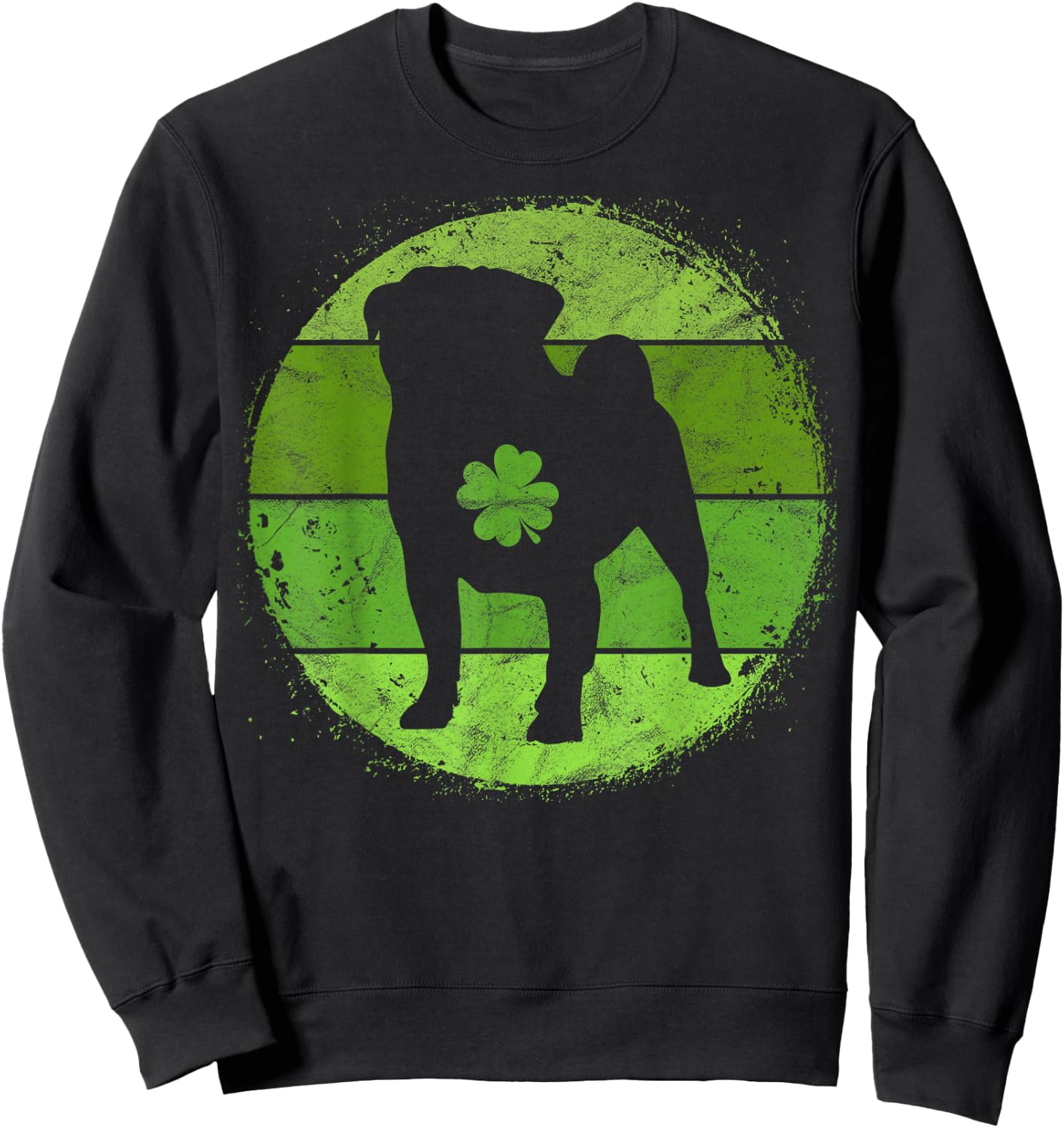 Circular Pug Irish Shamrock Puggle Dog St Patrick's Day Women Kids Sweatshirt - Sweatshirt | Black