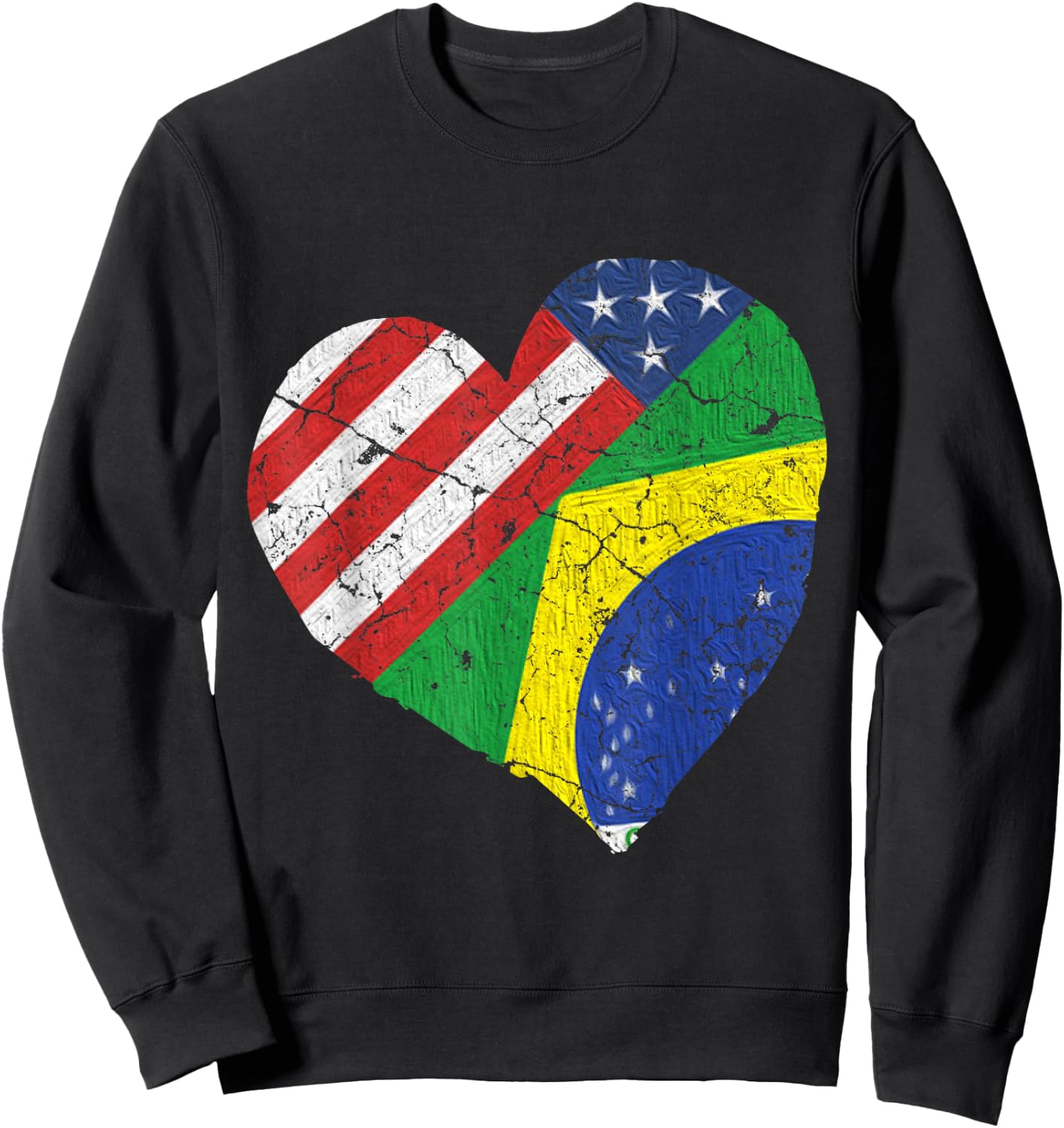 Half Brazilian Half American Flag Brazil USA Pride Sweatshirt - Sweatshirt | Black