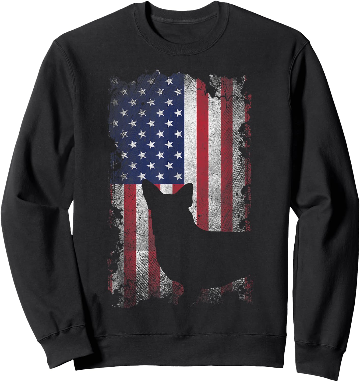 Patriotic Corgi American Flag USA Cute Cool Corgi Dog Lover Women Kids Men Sweatshirt - Sweatshirt | Black