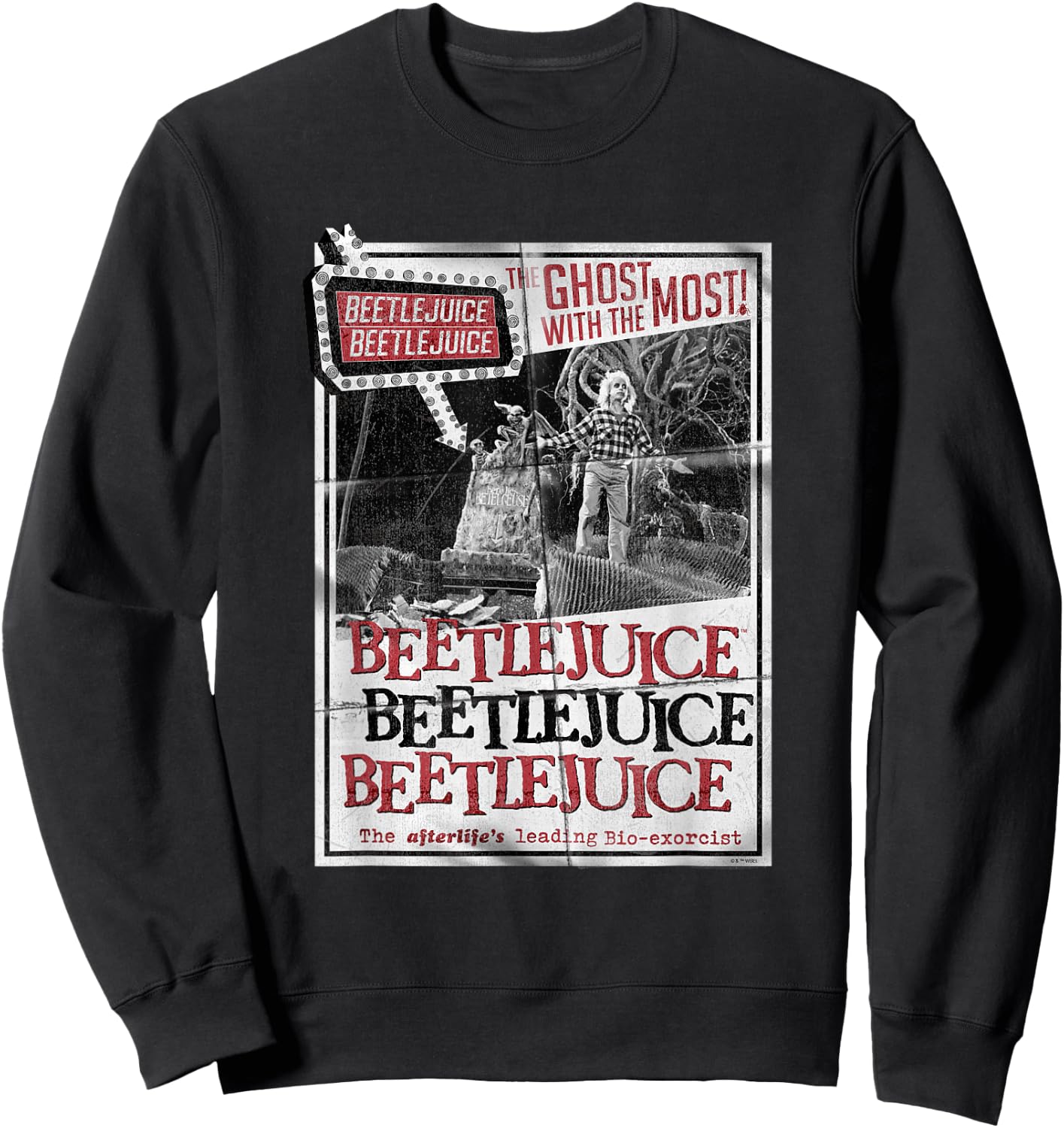 Beetlejuice Vintage Retro Ghost With The Most Faded Flyer Sweatshirt - Sweatshirt | Black