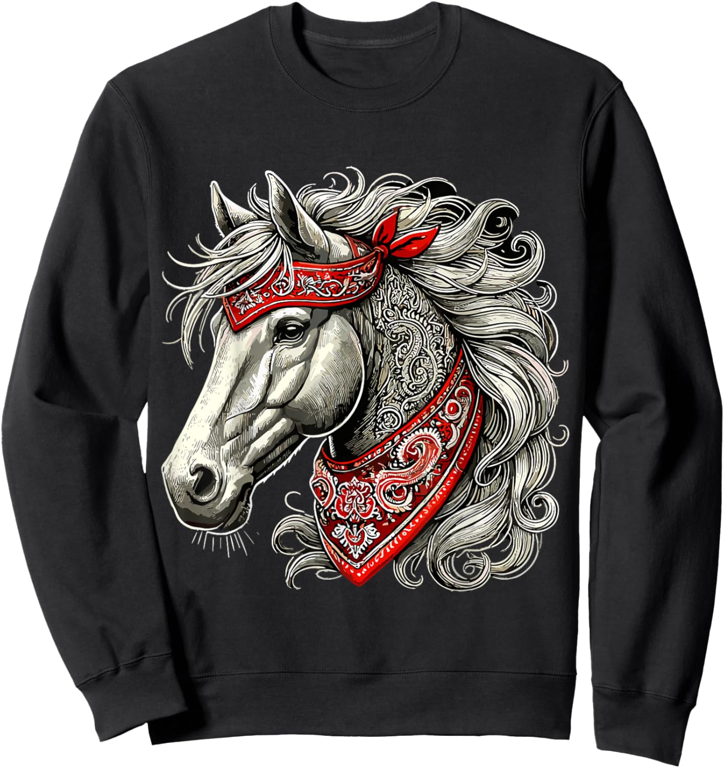 Horse with Bandana Sweatshirt - Sweatshirt | Black