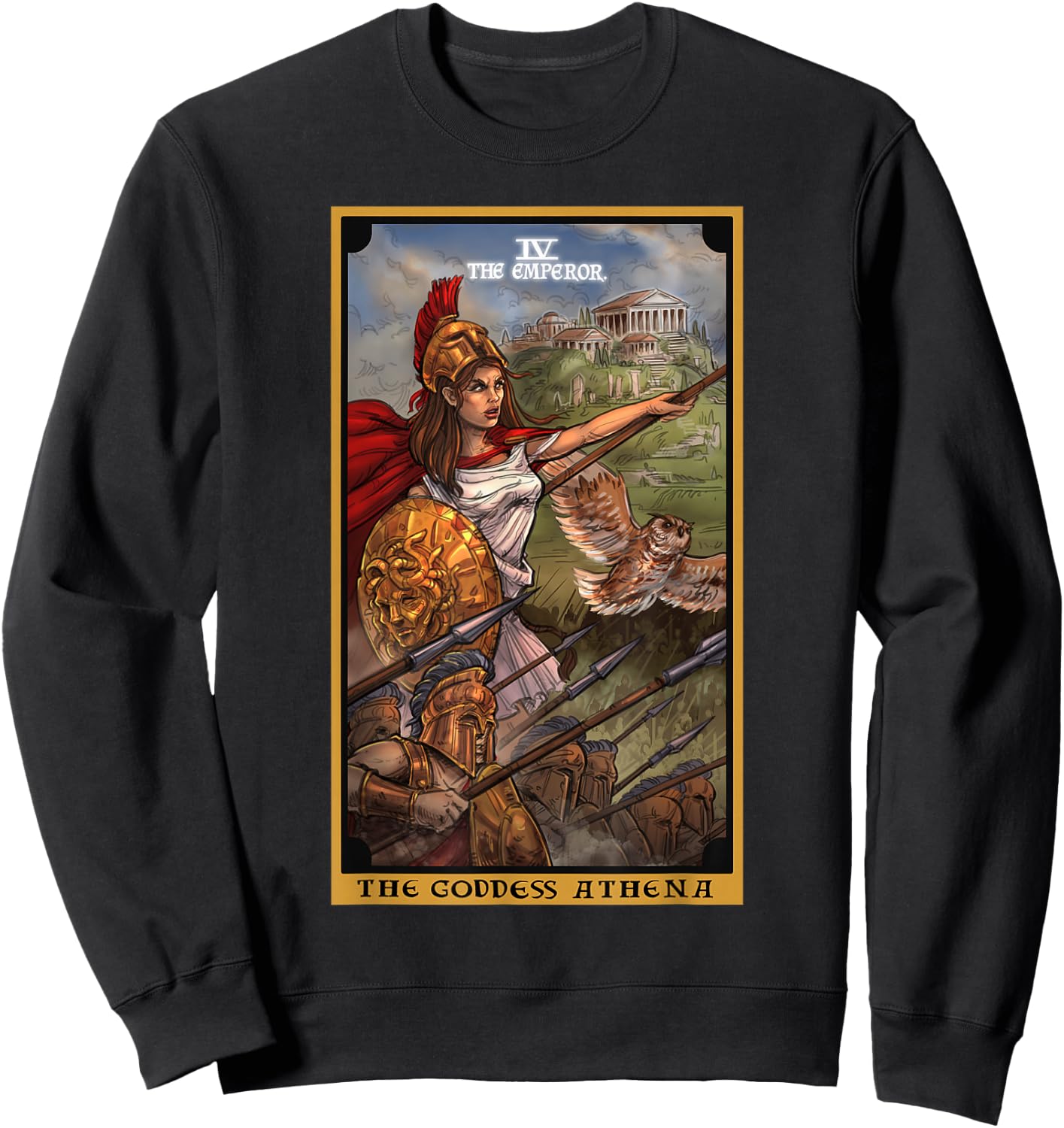 The Goddess Athena The Emperor Tarot Card Greek Mythology Sweatshirt - Sweatshirt | Black