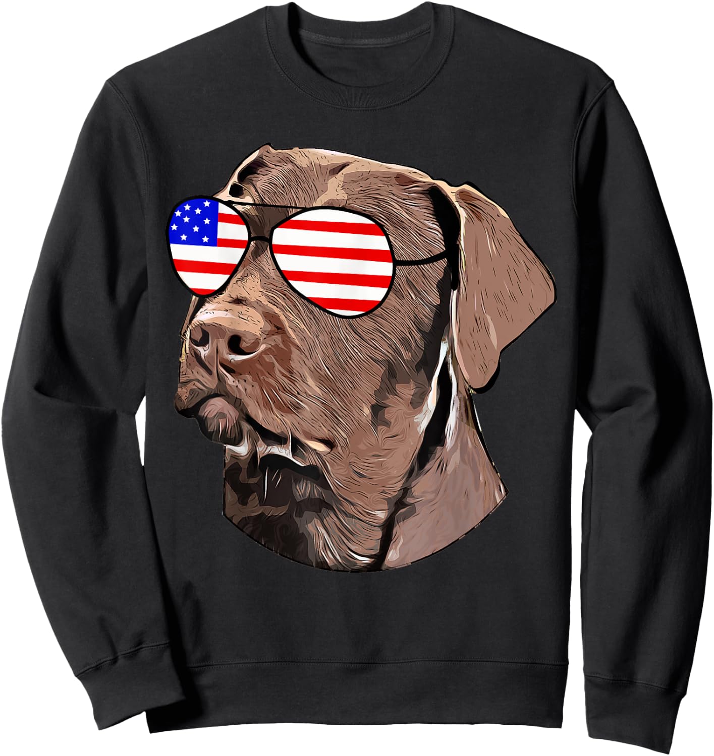 Chocolate Lab Gifts American Flag Sunglasses Dog Lover Gifts Sweatshirt - Sweatshirt | Black