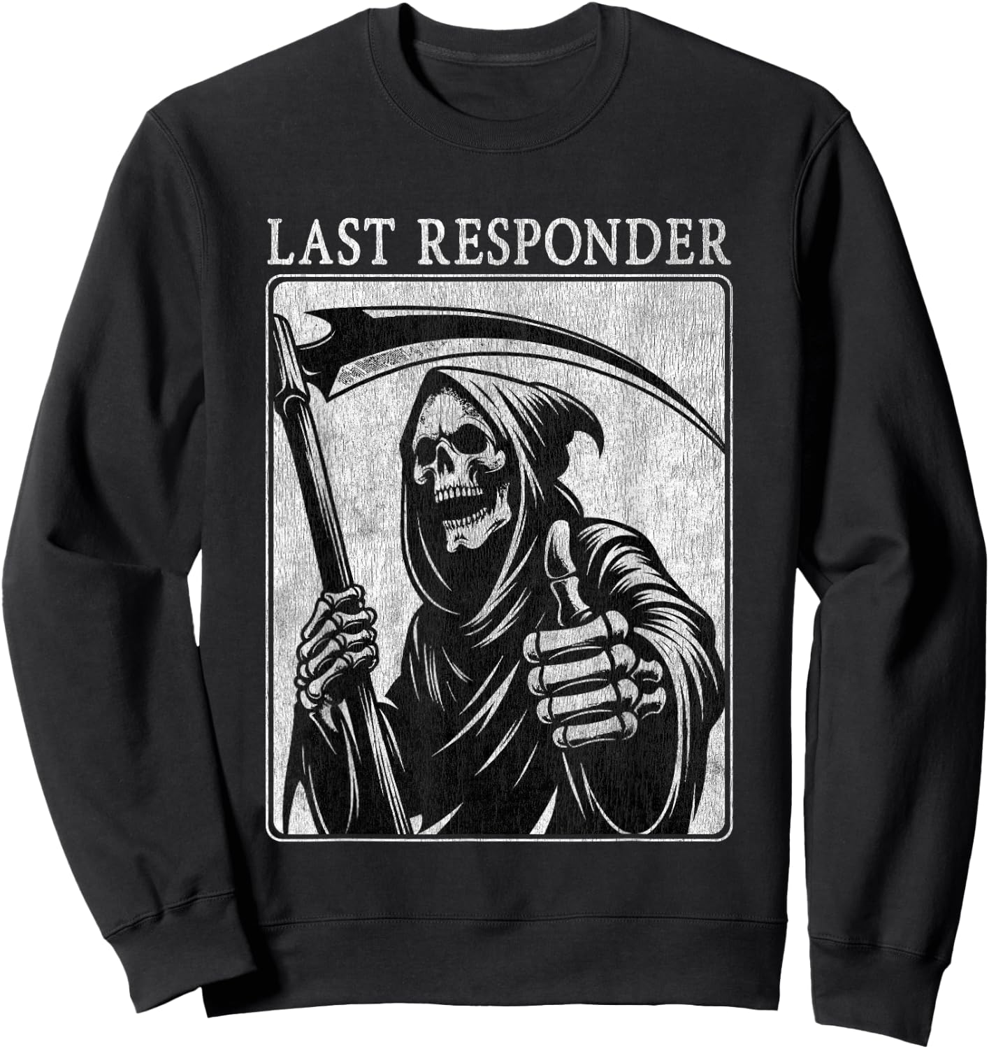 Last Responder Grim Reaper Distressed Sweatshirt - Sweatshirt | Black
