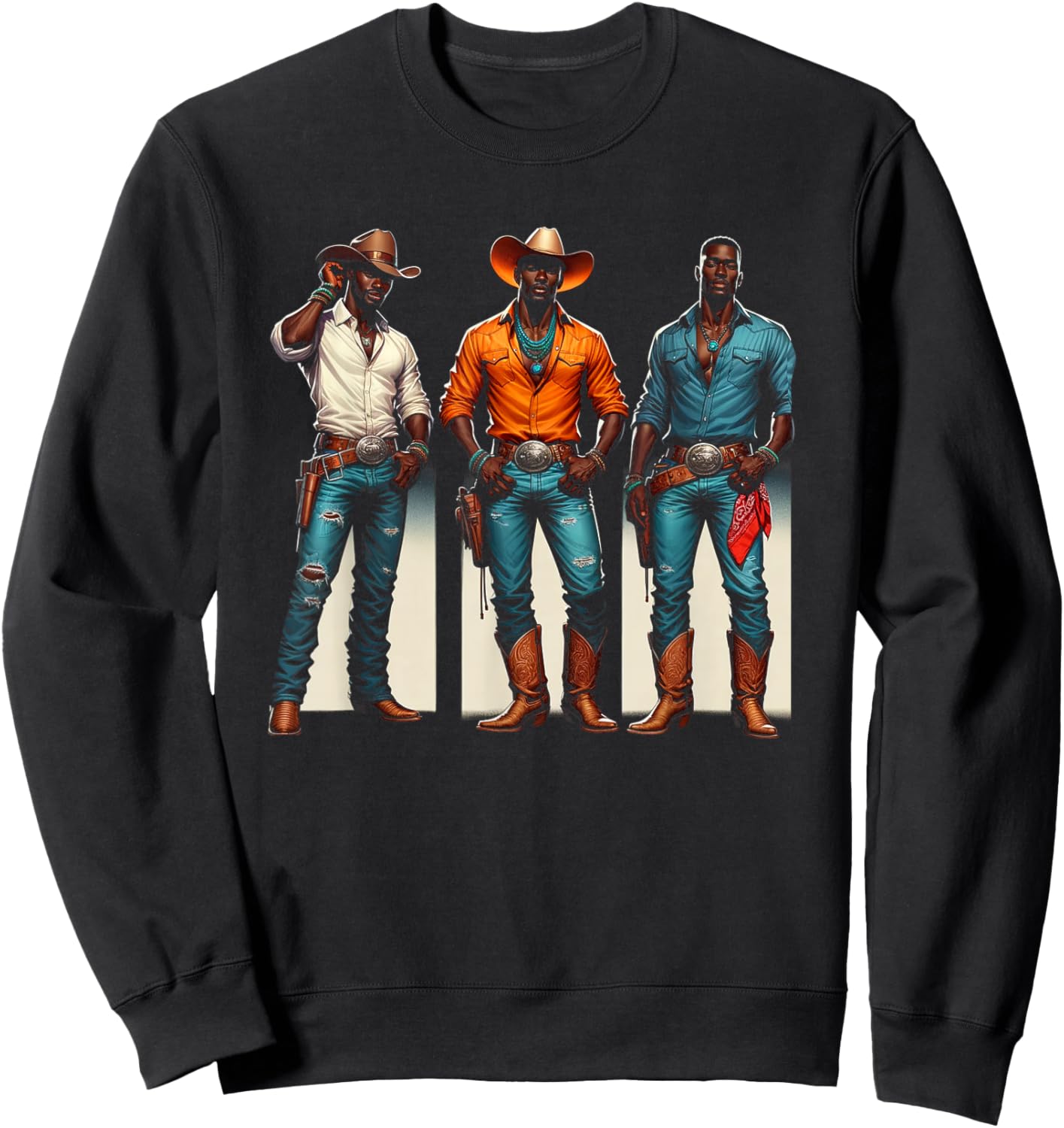 Black Cowboy Western Rodeo Melanin Black History Texas Men Sweatshirt - Sweatshirt | Black