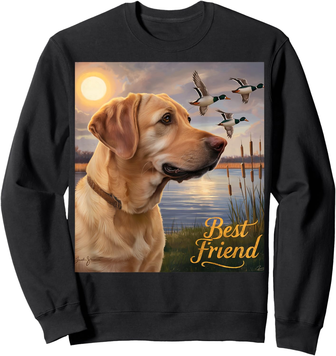 Hunting Yellow Labrador Ducks Geese Dog Lab Hunting. Women Sweatshirt - Sweatshirt | Black
