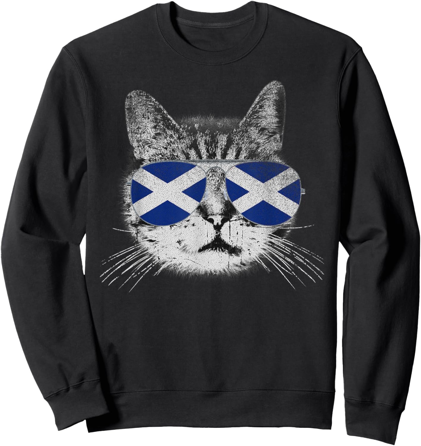 Cat Shirt Scottish Scotland Flag Country Retro Funny Sweatshirt - Sweatshirt | Black