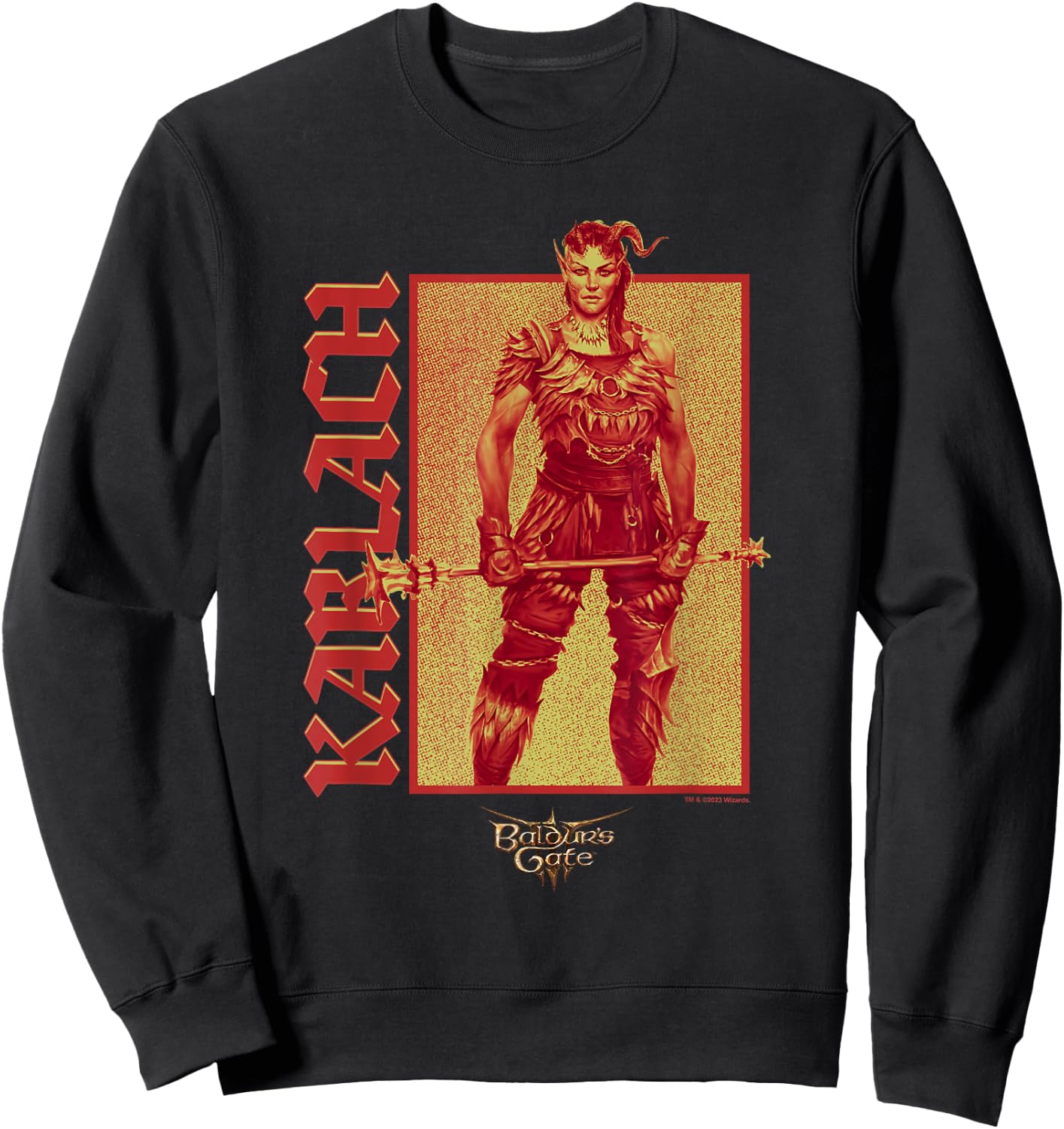 Dungeons & Dragons Karlach Confident Pose Big Chest Poster Sweatshirt - Sweatshirt | Black
