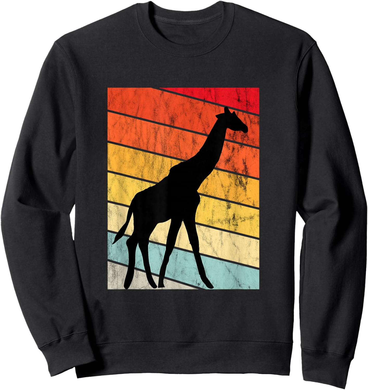 Giraffe Lover Sunset Retro Sunset Zoo Animal Giraffe Sweatshirt - Sweatshirt | Black