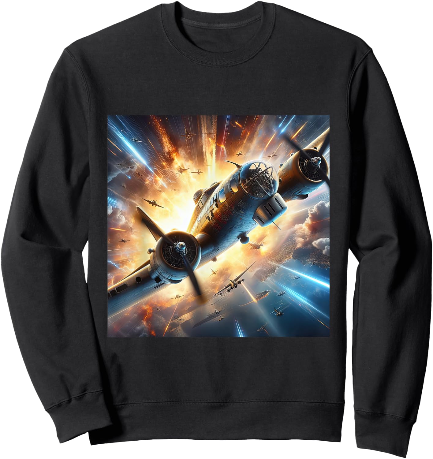 B-17 Flying Fortress WWII B17 USA Warplane Sweatshirt - Sweatshirt | Black