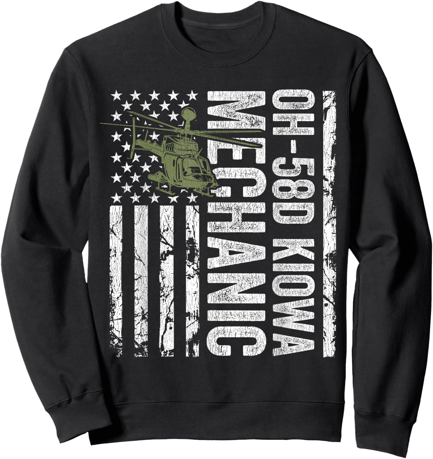 OH-58D Kiowa Warrior Helicopter Mechanic Veteran Sweatshirt - Sweatshirt | Black