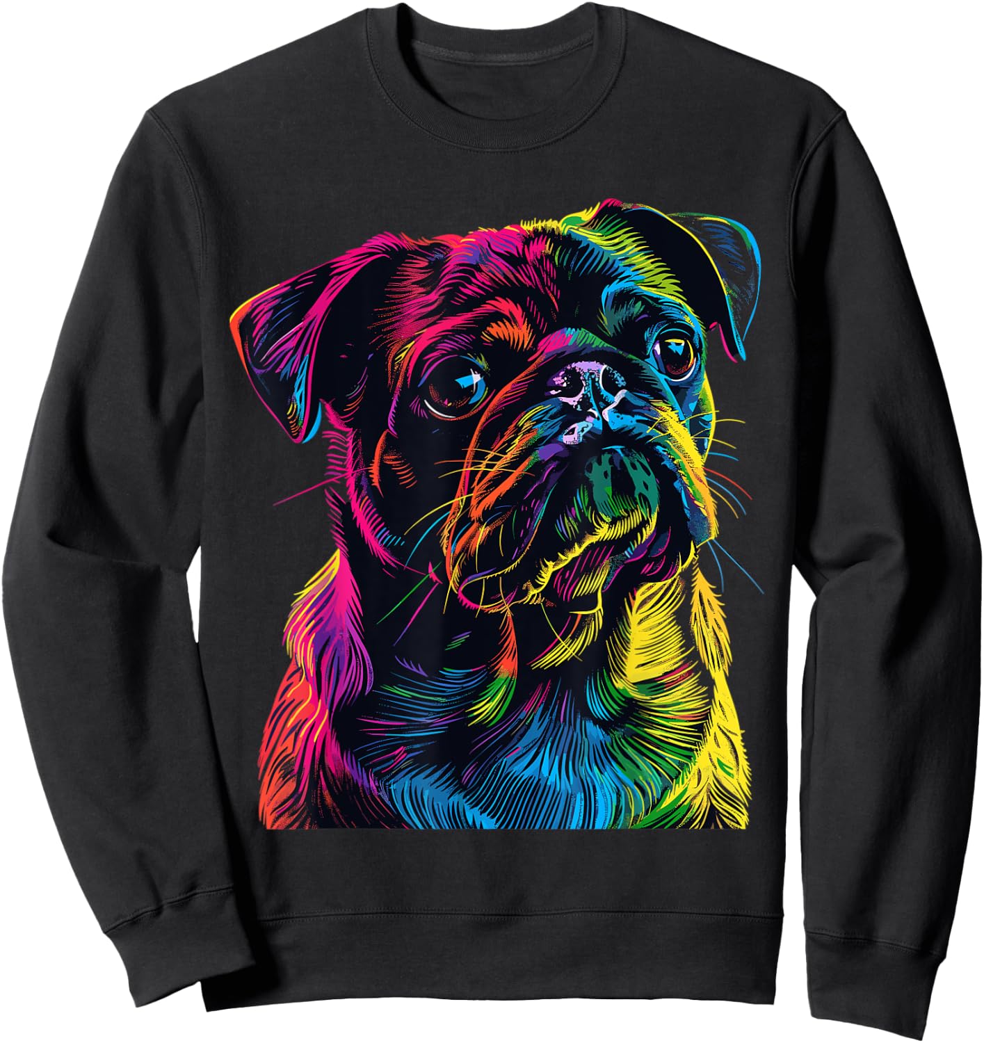 Pug Pop Art Colorful Portrait for Dog Lovers Women Kids Sweatshirt - Sweatshirt | Black