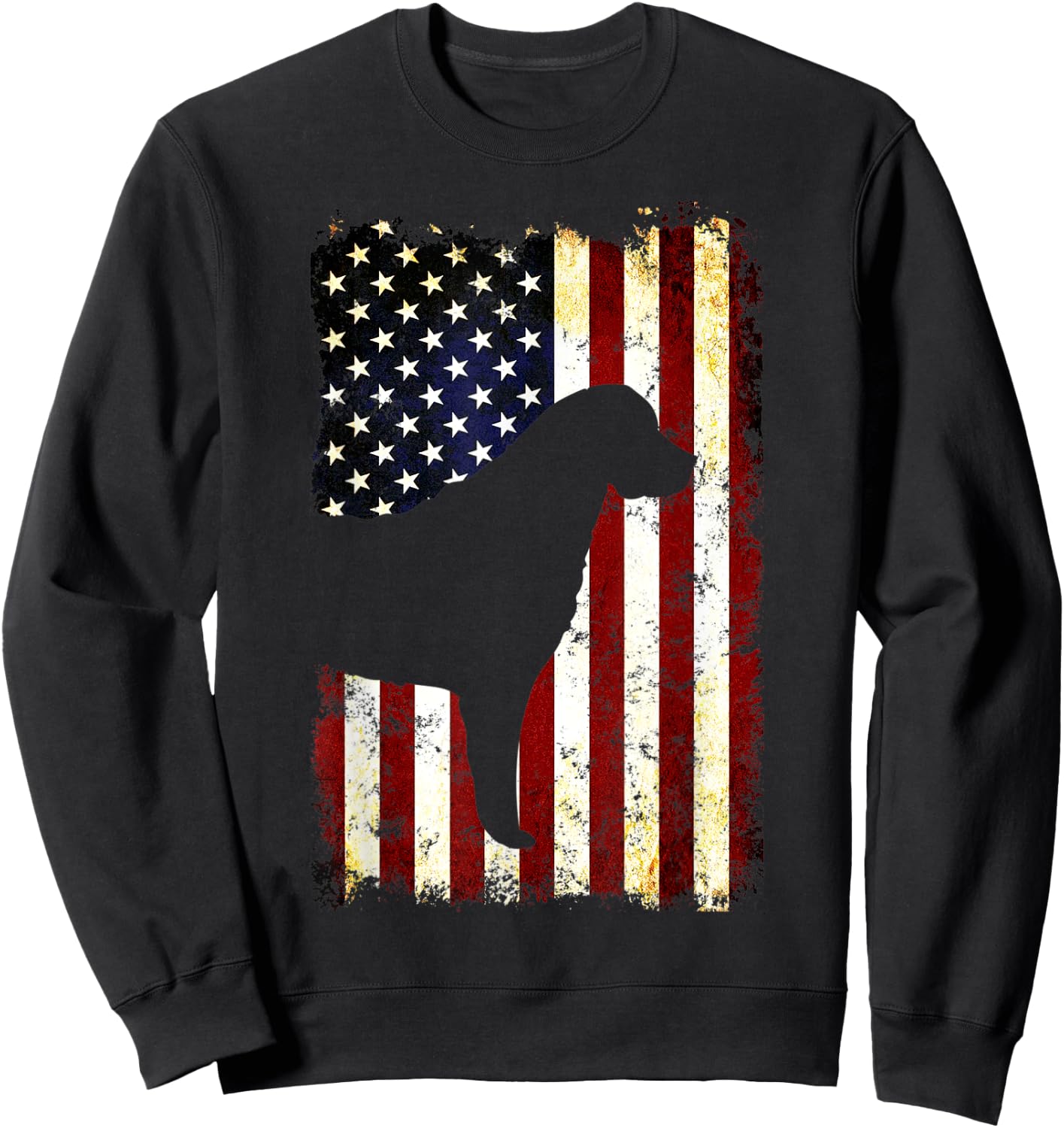 Chesapeake Bay Retriever Silhouette American Flag Sweatshirt - Sweatshirt | Black