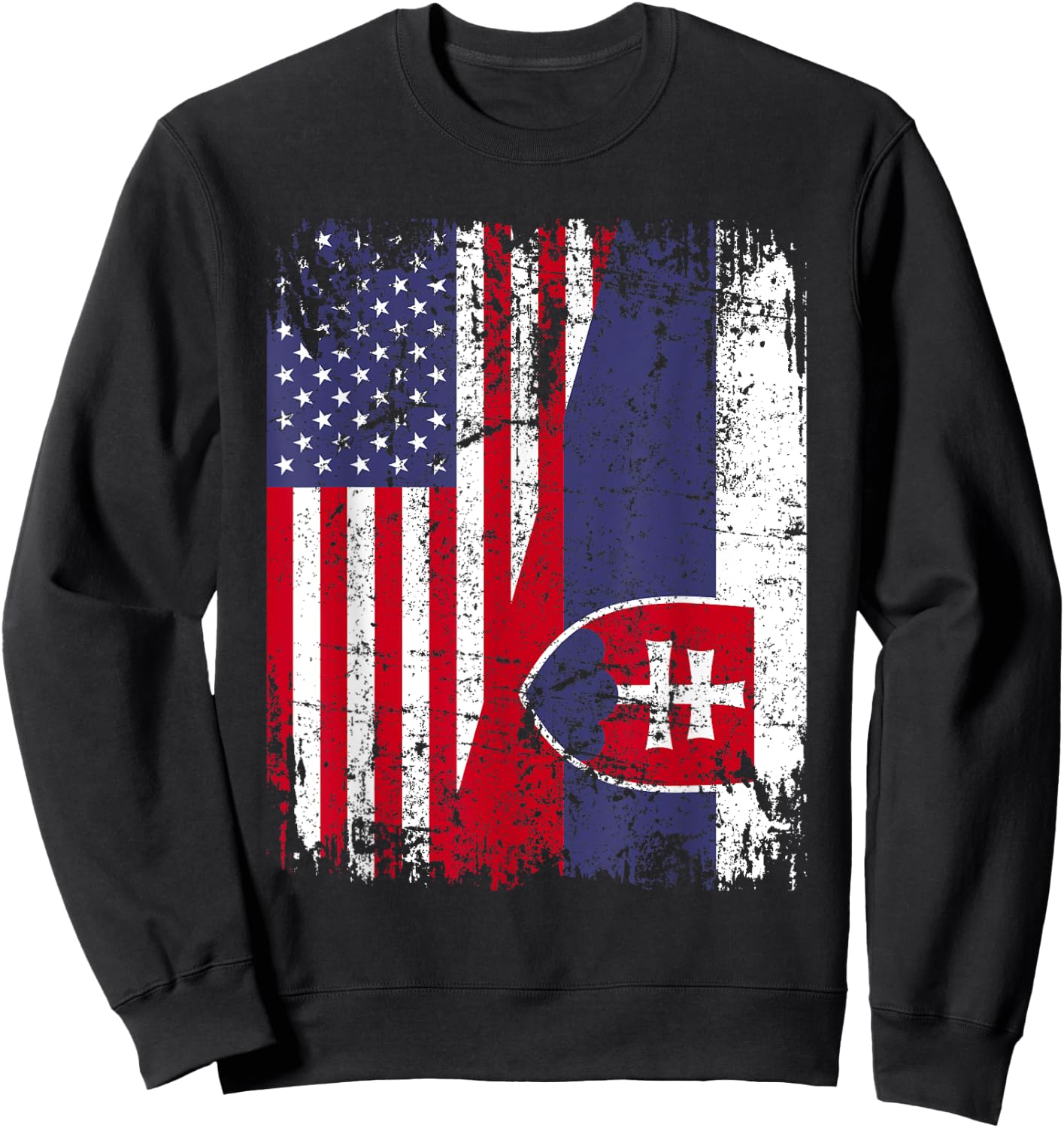 SLOVAK ROOTS | Half American Flag | SLOVAKIA FLAG Sweatshirt - Sweatshirt | Black