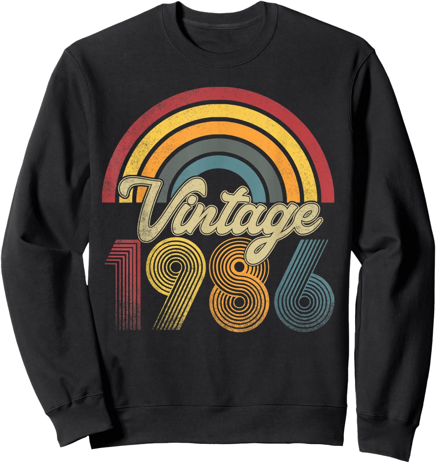 Vintage 1986 37th Birthday Rainbow Retro Style Classic Sweatshirt - Sweatshirt | Black