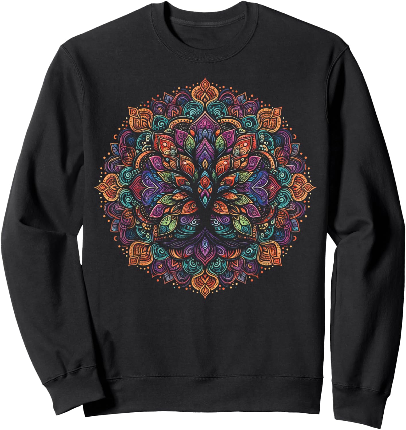 Cool Tree of Life Symbol In Mandala Art Style Men Women Sweatshirt - Sweatshirt | Black