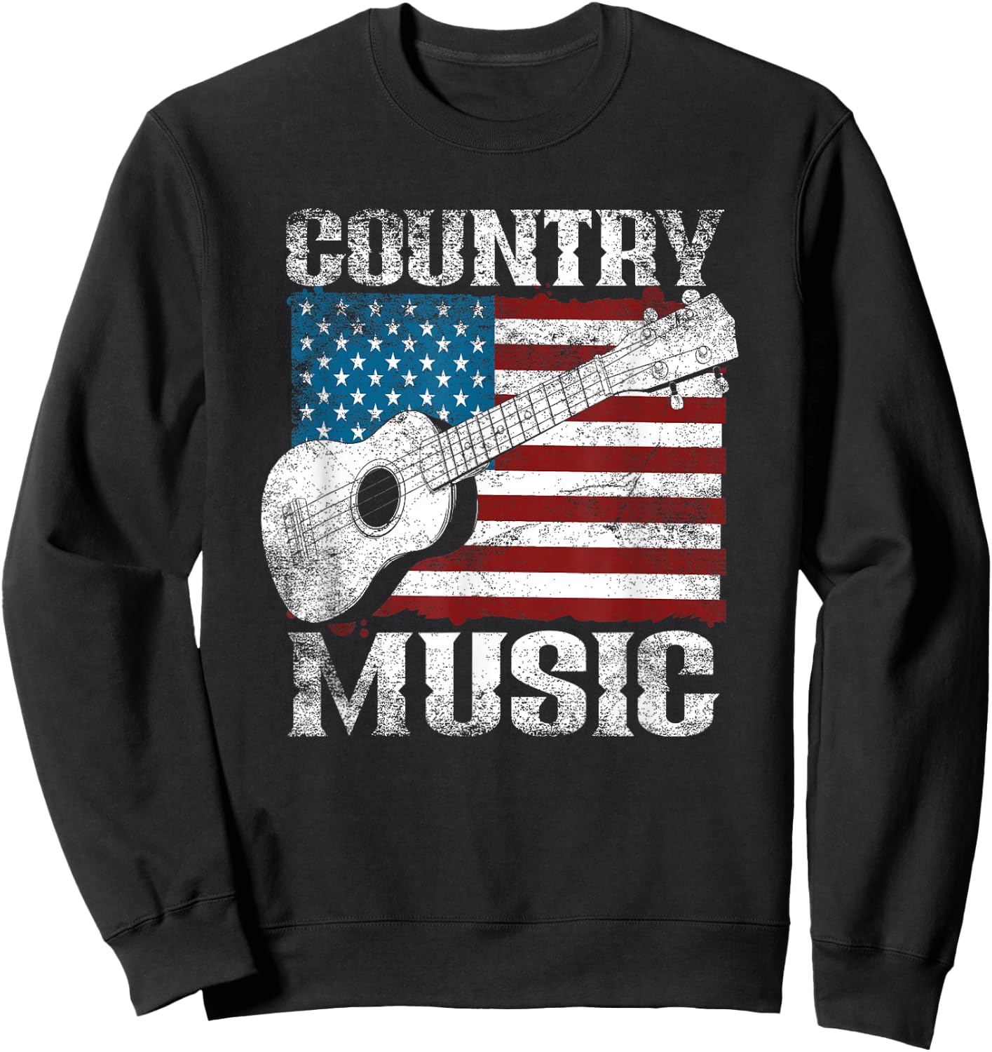 American Flag Guitar Player Funny Country Music Lover Sweatshirt - Sweatshirt | Black
