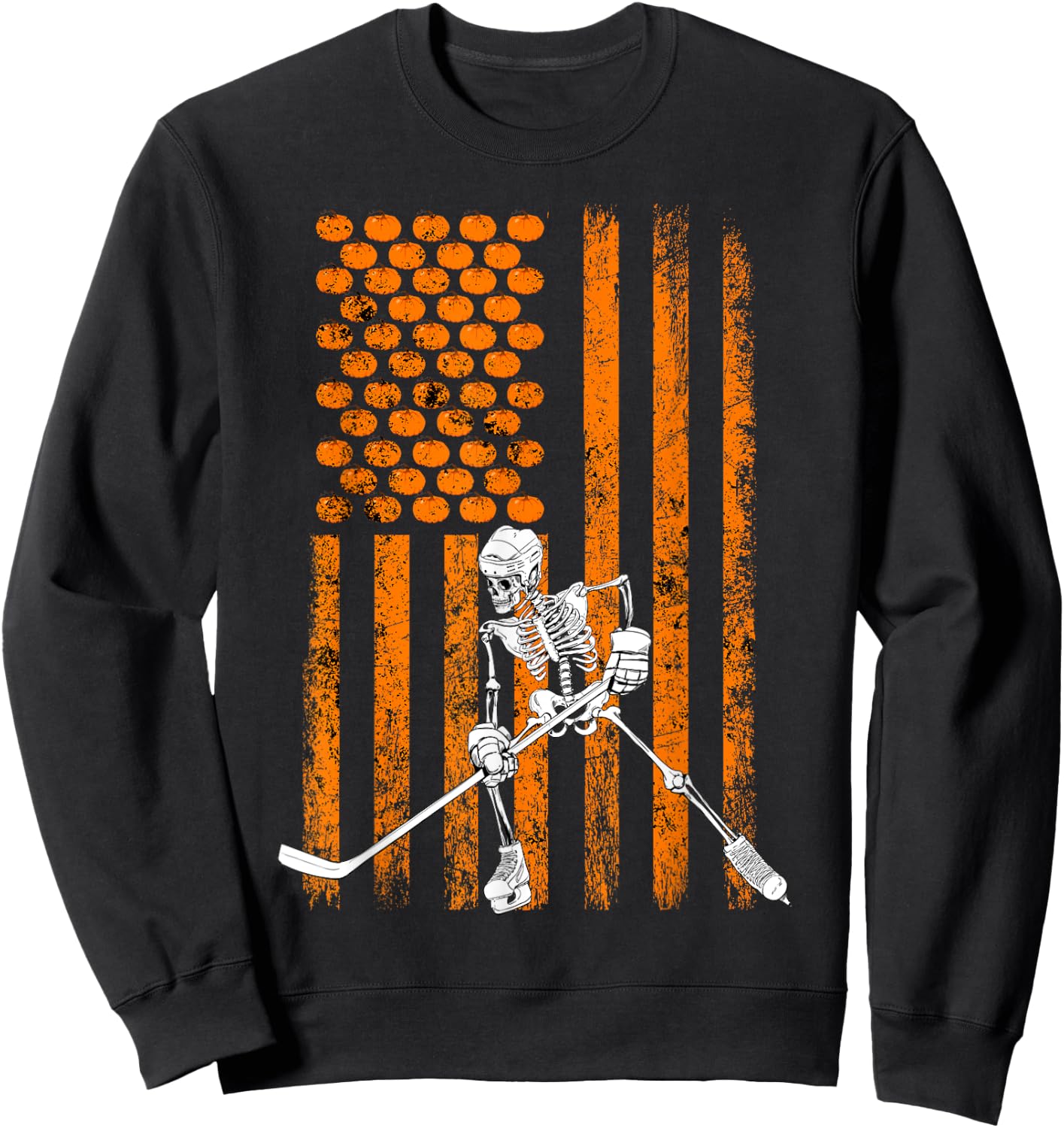 Ice Hockey Player Fan Gift Skeleton Halloween Shirt Men Boys Sweatshirt - Sweatshirt | Black