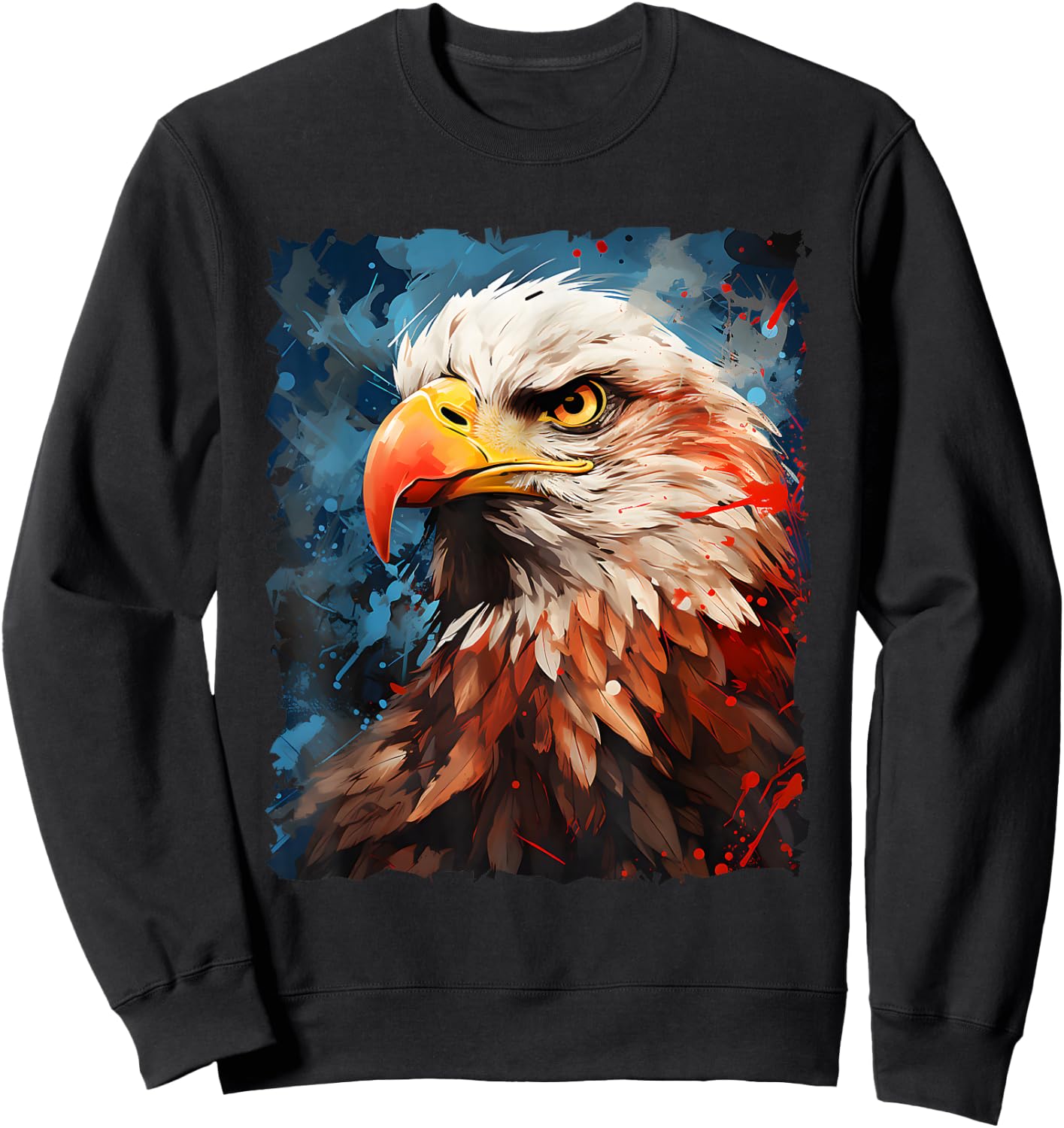 USA Colors Bald Eagle Patriotic 4th July American Bird Sweatshirt - Sweatshirt | Black