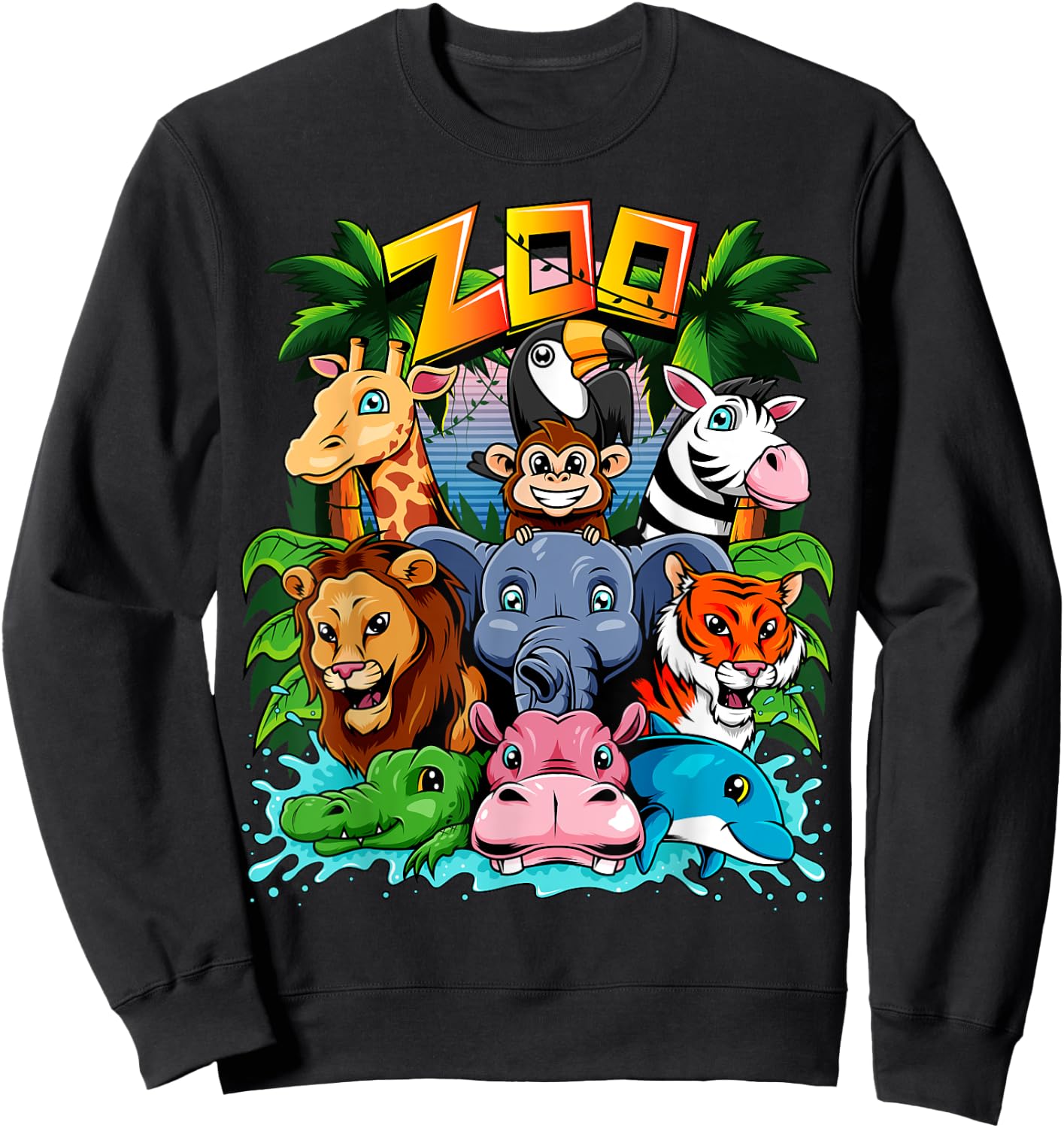 Zoo Animal Kids Boys Girls Teacher School Excursion Sweatshirt - Sweatshirt | Black
