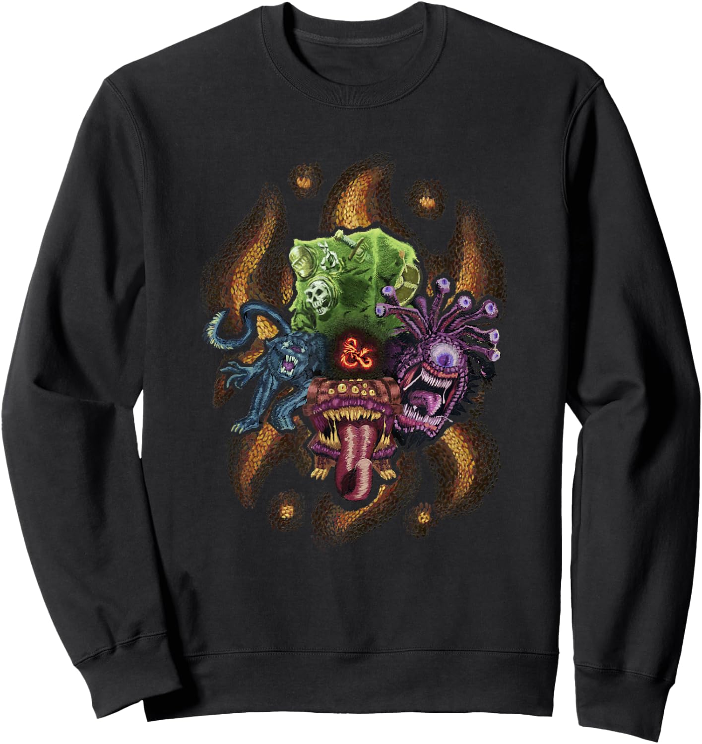 Dungeons & Dragons Vintage Beholder, Mimic, Displacer Beast Sweatshirt - Sweatshirt | Black