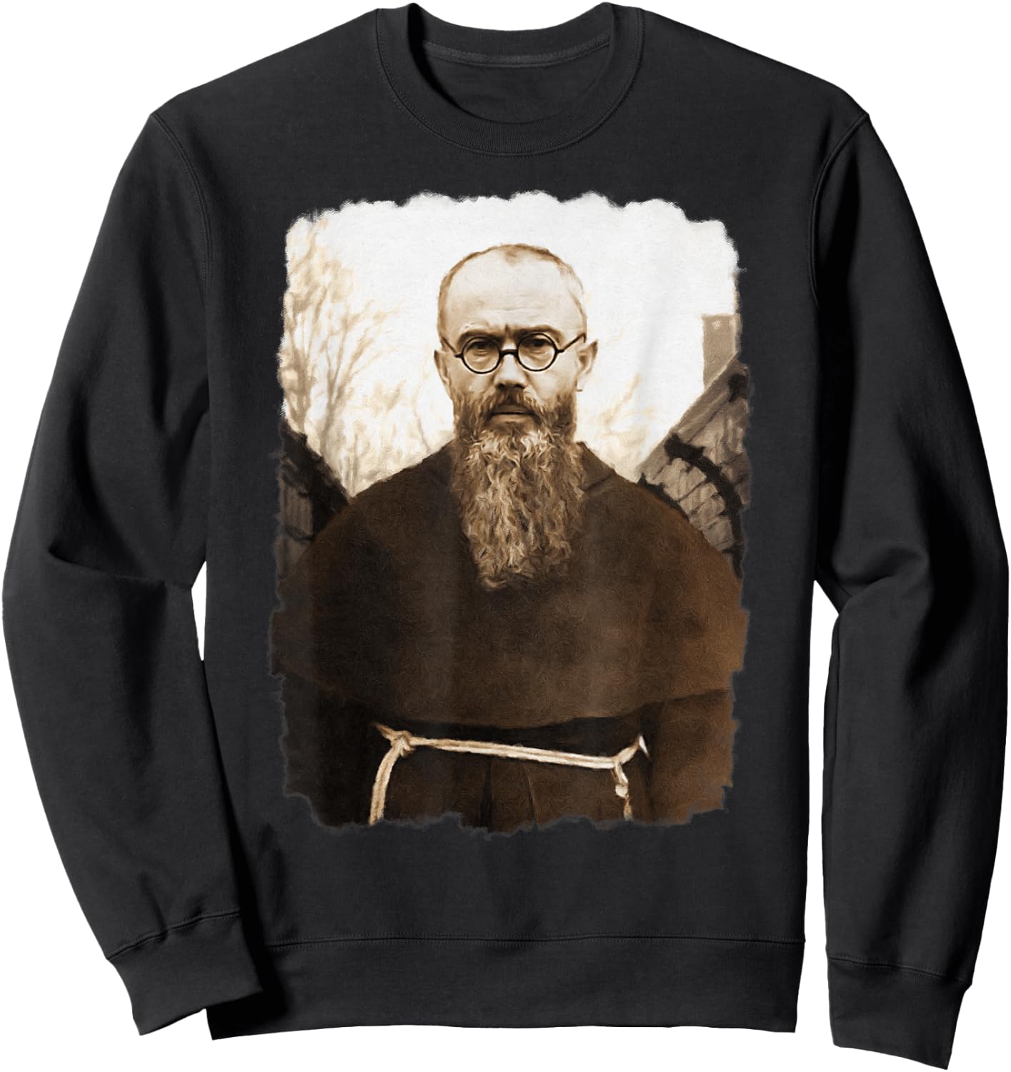 MJ Sacred Art Saint Maximilian Kolbe Catholic Icon Sweatshirt - Sweatshirt | Black