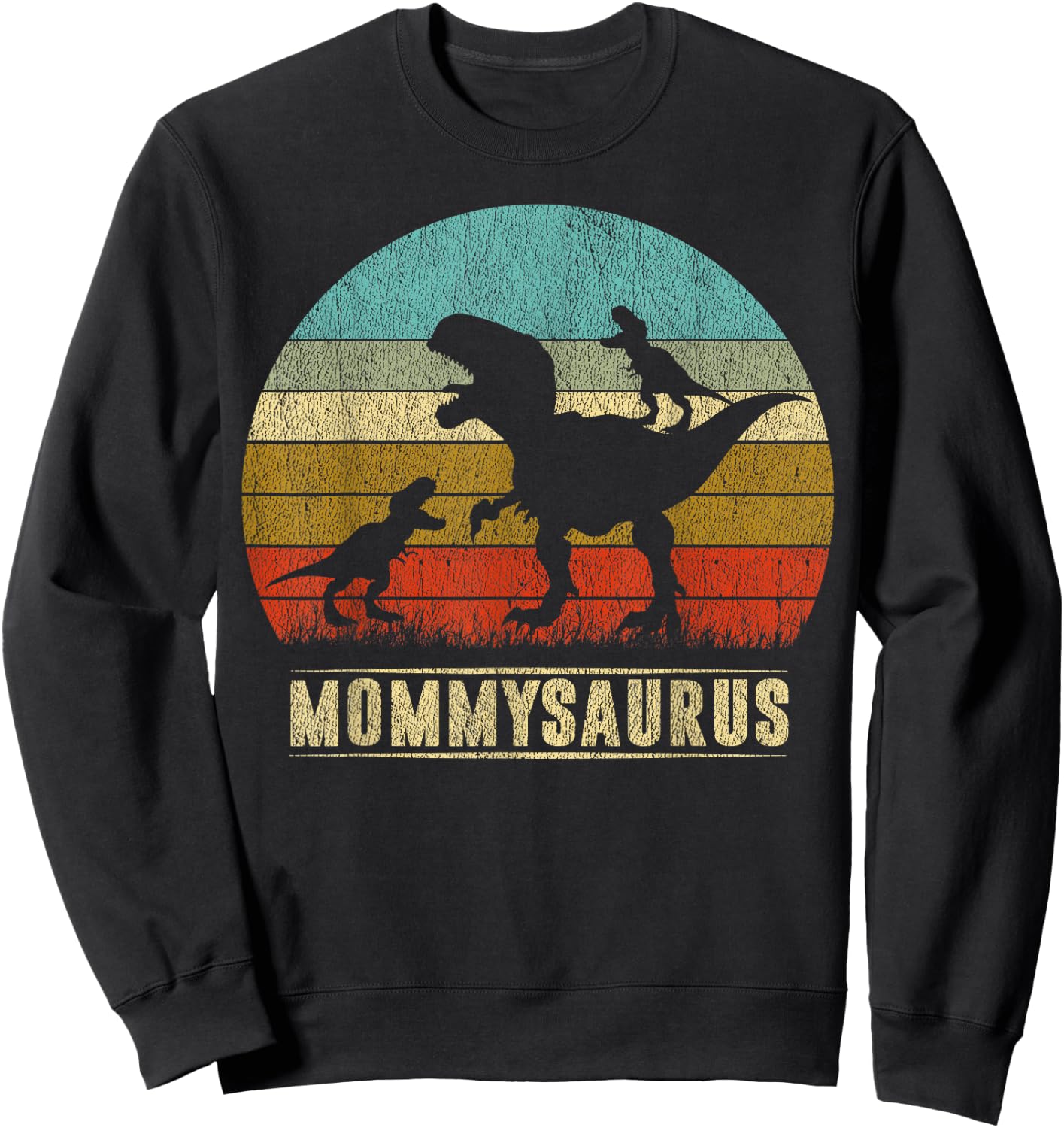 Mommy Dinosaur Mommysaurus 2 Two kids Matching Family Sweatshirt - Sweatshirt | Black