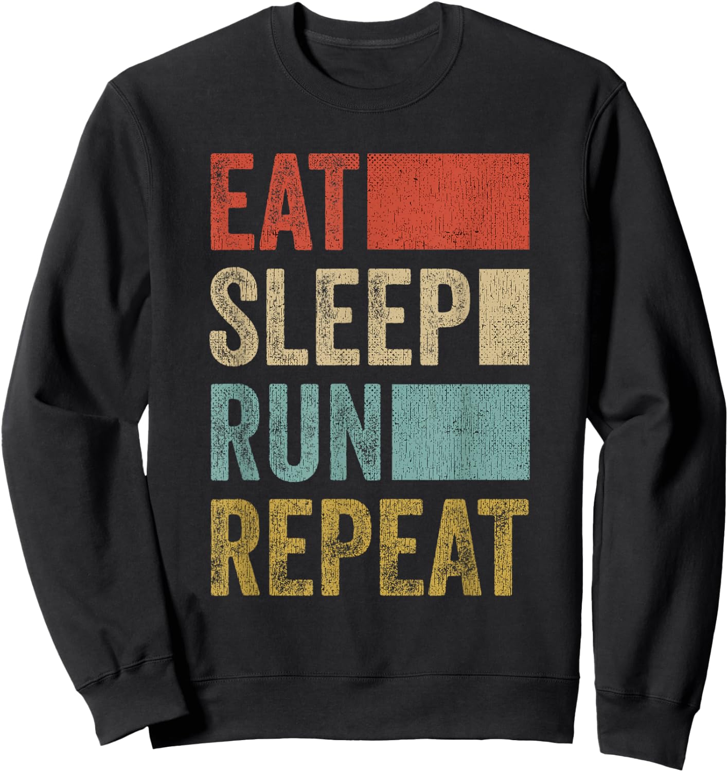 Retro Runner Outfit Eat Sleep Run Repeat Funny Running Sweatshirt - Sweatshirt | Black