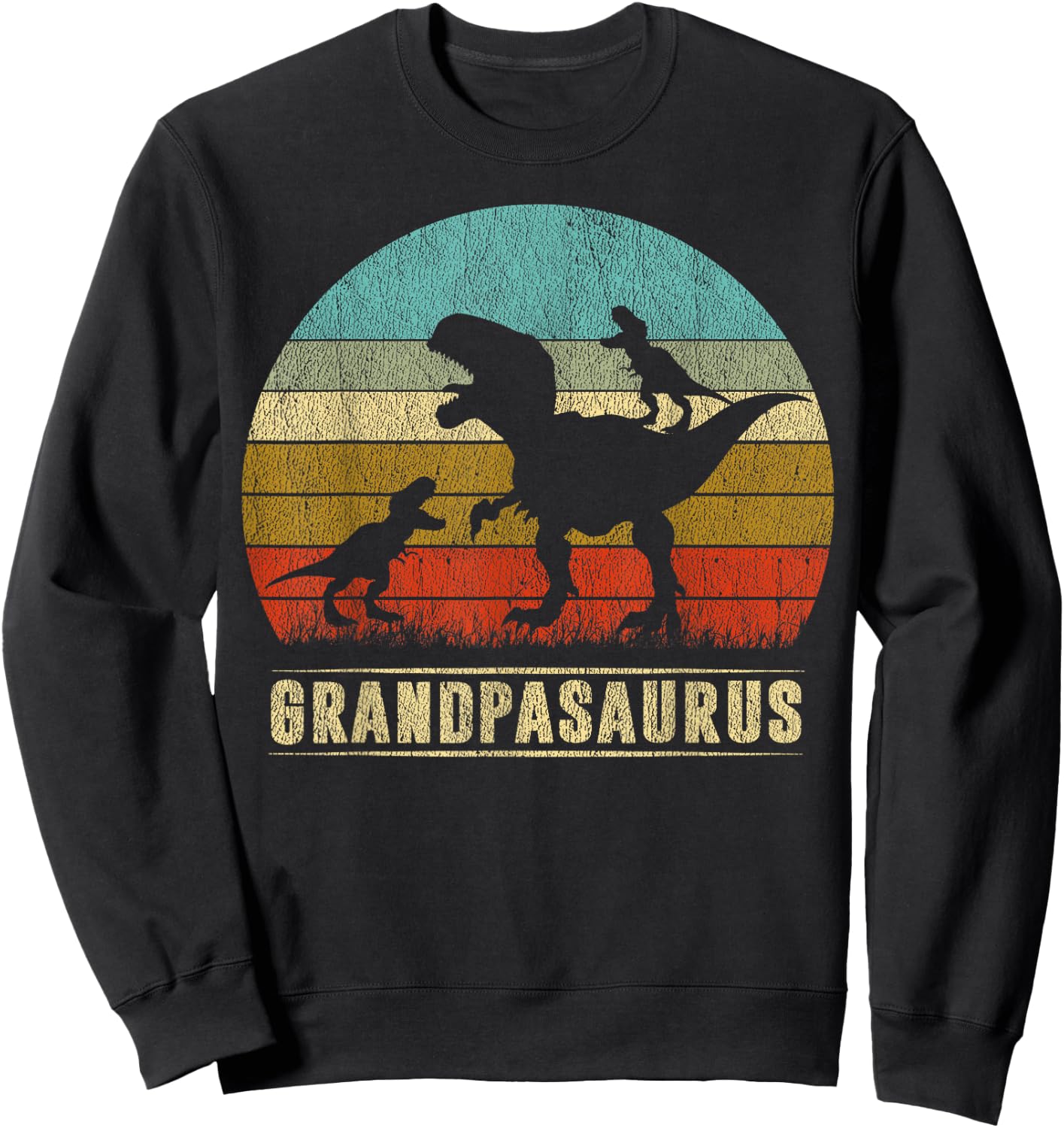 Grandpa Dinosaur Grandpasaurus 2 Two kids Father's Day Sweatshirt - Sweatshirt | Black