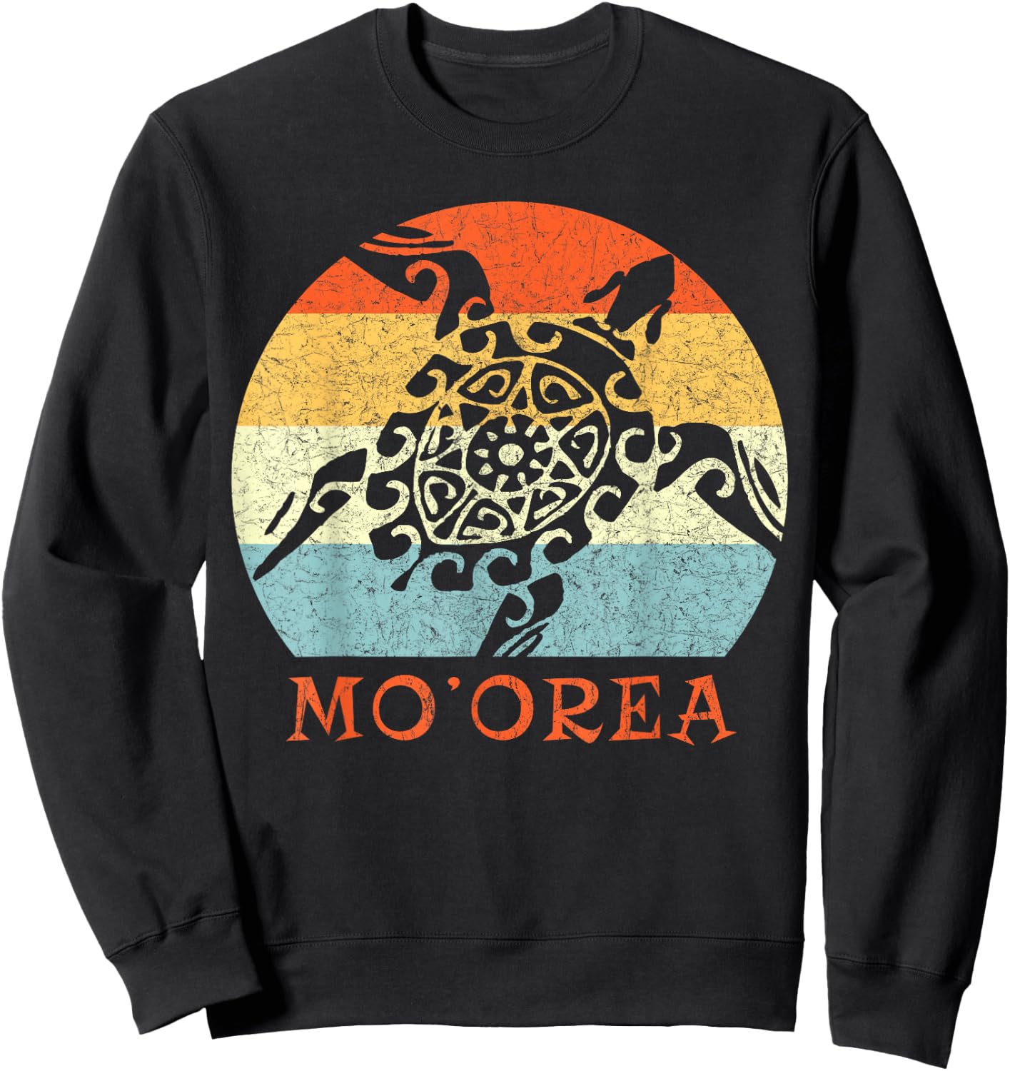 Mo'orea South Pacific Vintage Retro Turtle Vacation Sweatshirt - Sweatshirt | Black