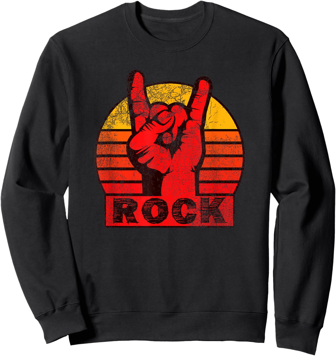 Shirt with red, rocker hand, lettering Rock Sweatshirt - Sweatshirt | Black