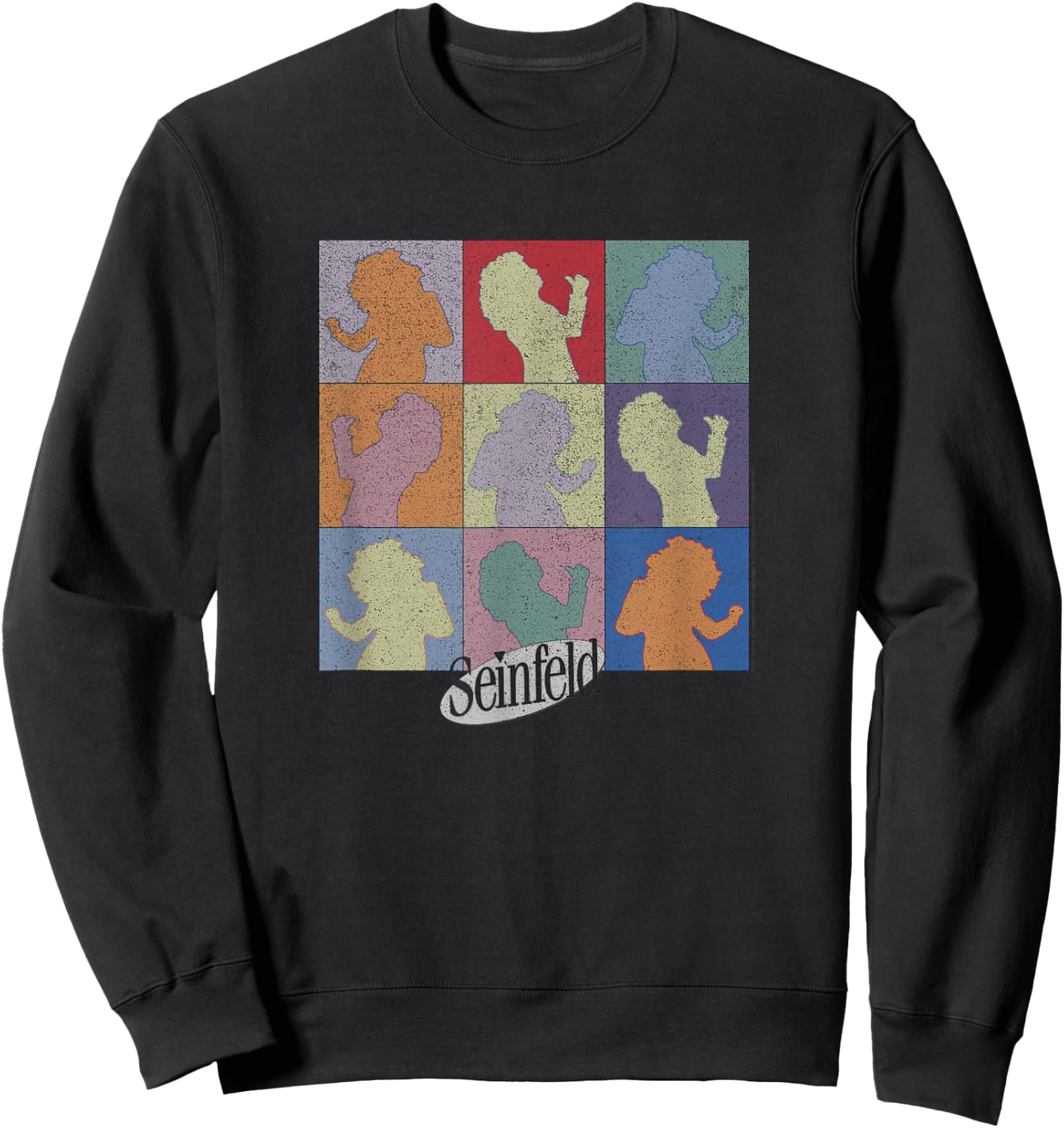 Seinfeld Elaine Dancing Colored Silhouette Box Up Sweatshirt - Sweatshirt | Black