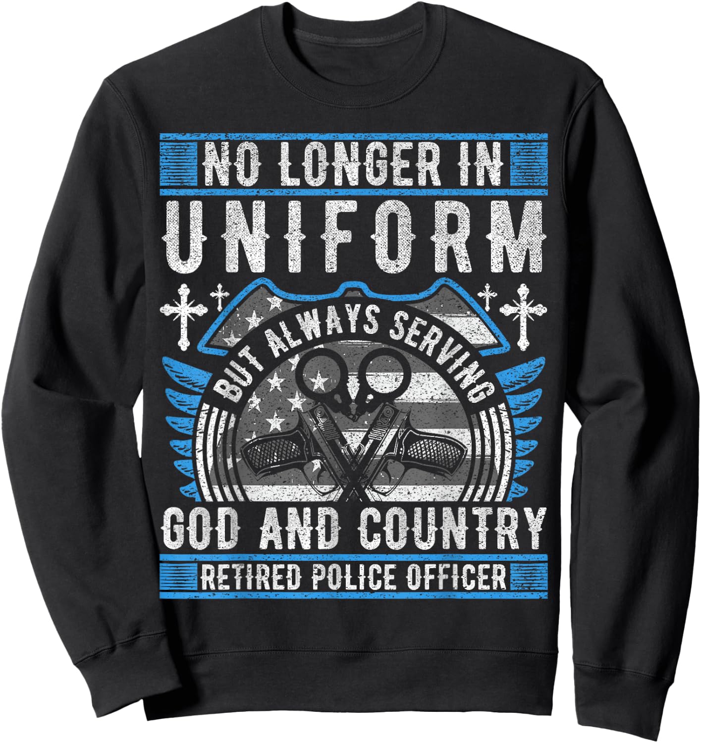 Police Officer Vintage Flag - Retired Police Sweatshirt - Sweatshirt | Black