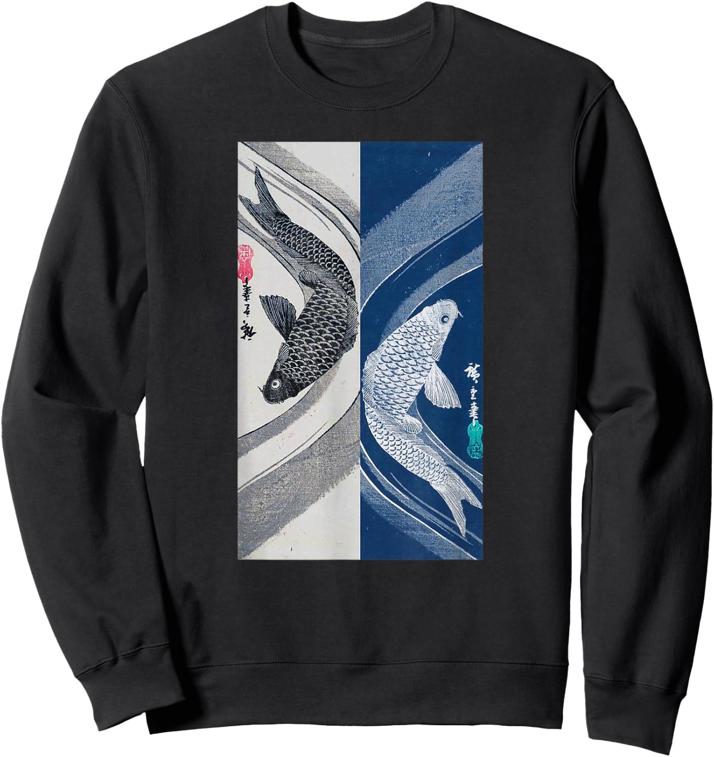 Japanese Art Fish Graphic Design 2 Sweatshirt - Sweatshirt | Black