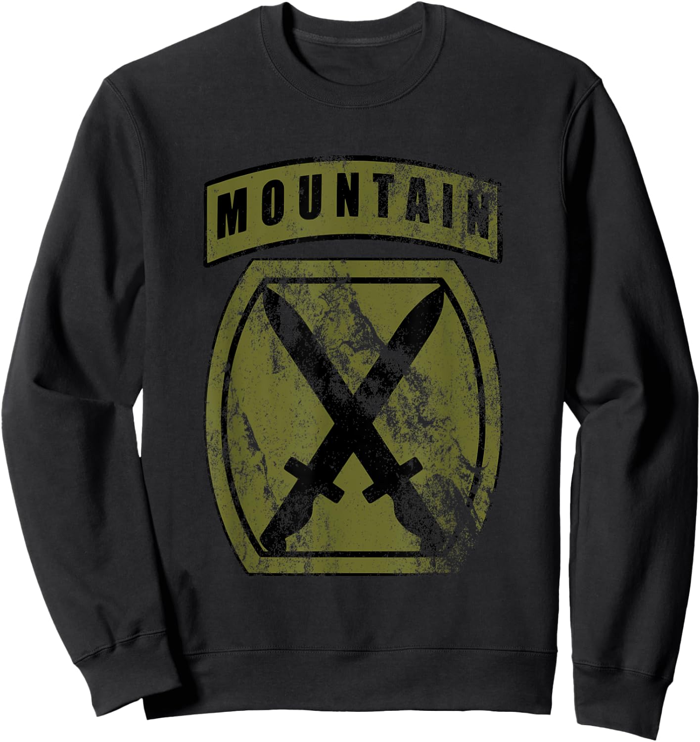 10th Mountain Division Patch 10th MTN OD Green Camo vintage Sweatshirt - Sweatshirt | Black