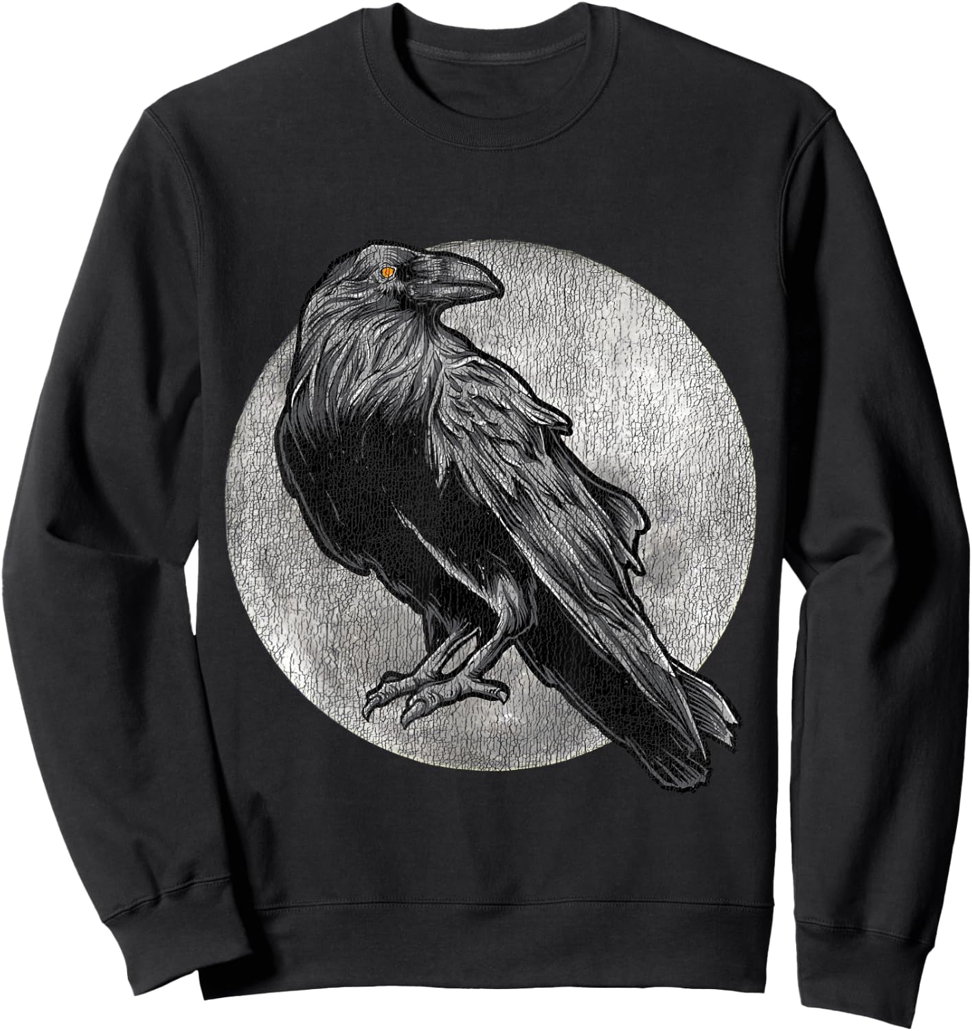 Full Moon Raven Bird Gift Scary Crow Sweatshirt - Sweatshirt | Black