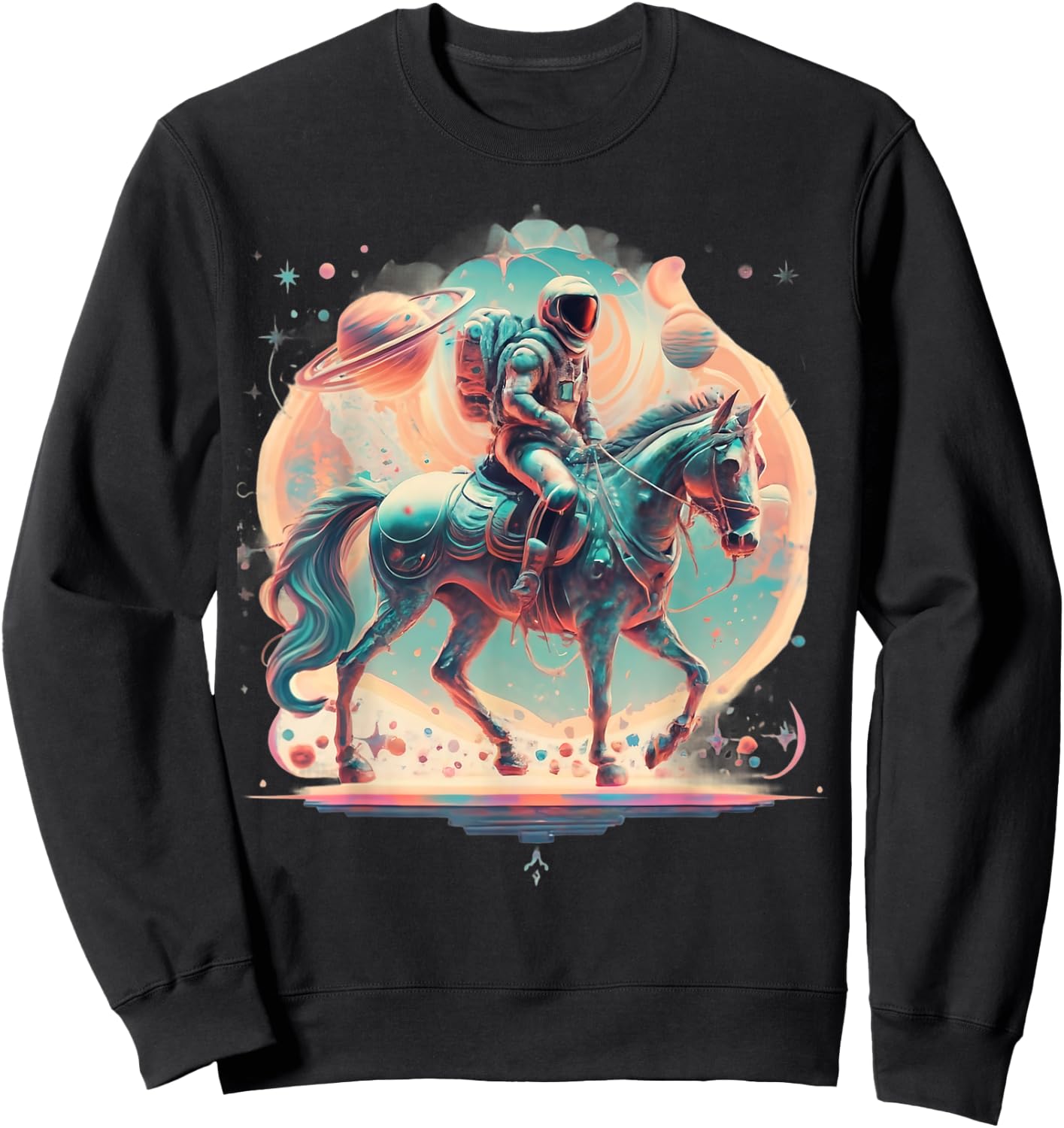 Astronaut Cowboy Riding a Horse in Space Sweatshirt - Sweatshirt | Black