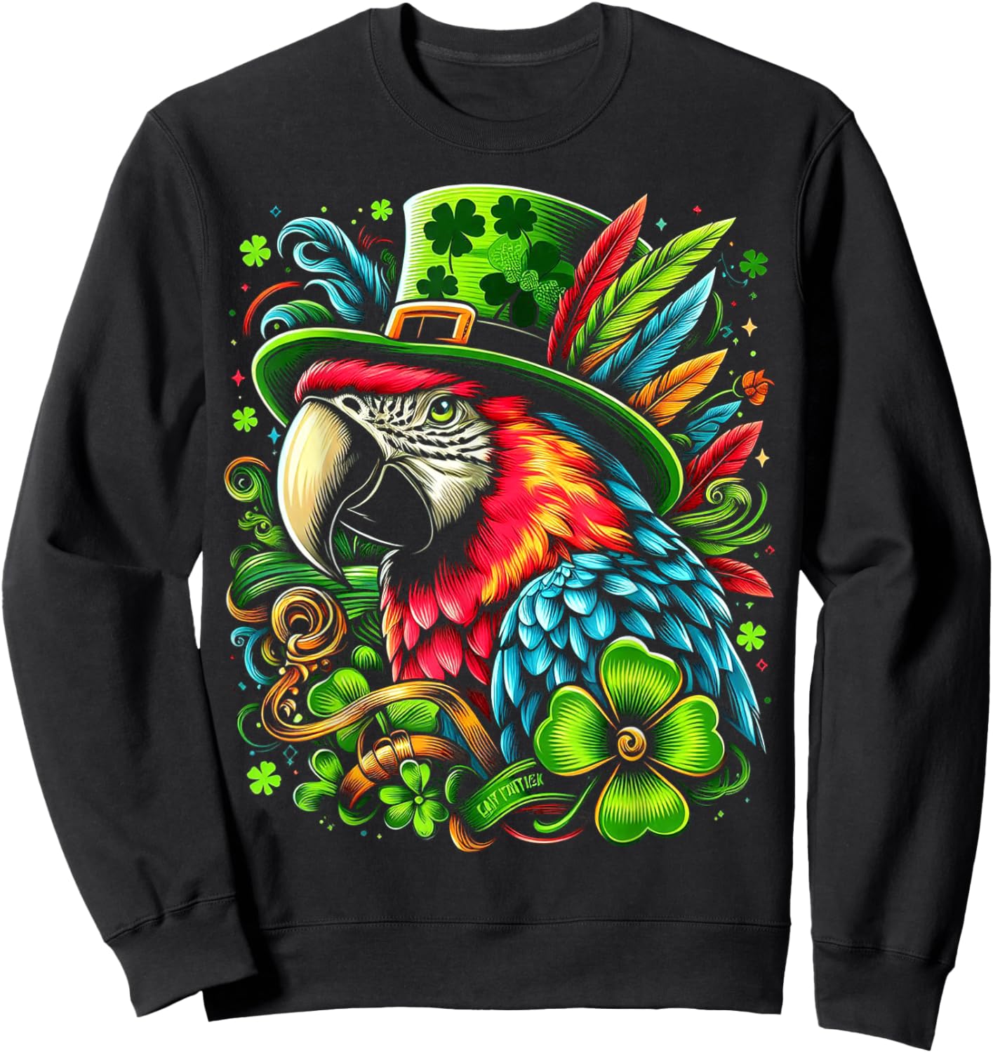 Cute Parrot With Saint Patrick's Day Sweatshirt - Sweatshirt | Black