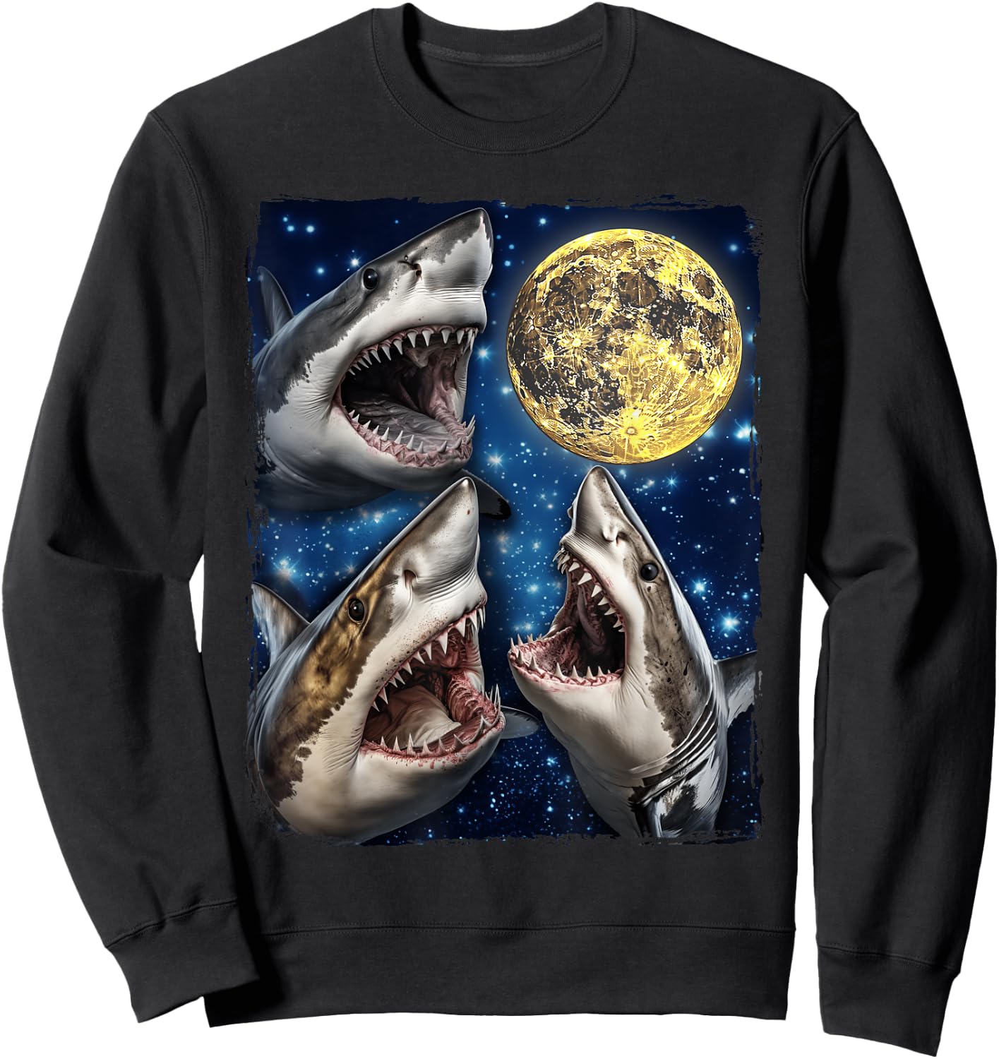 Sharks Howling At The Moon Sweatshirt - Sweatshirt | Black