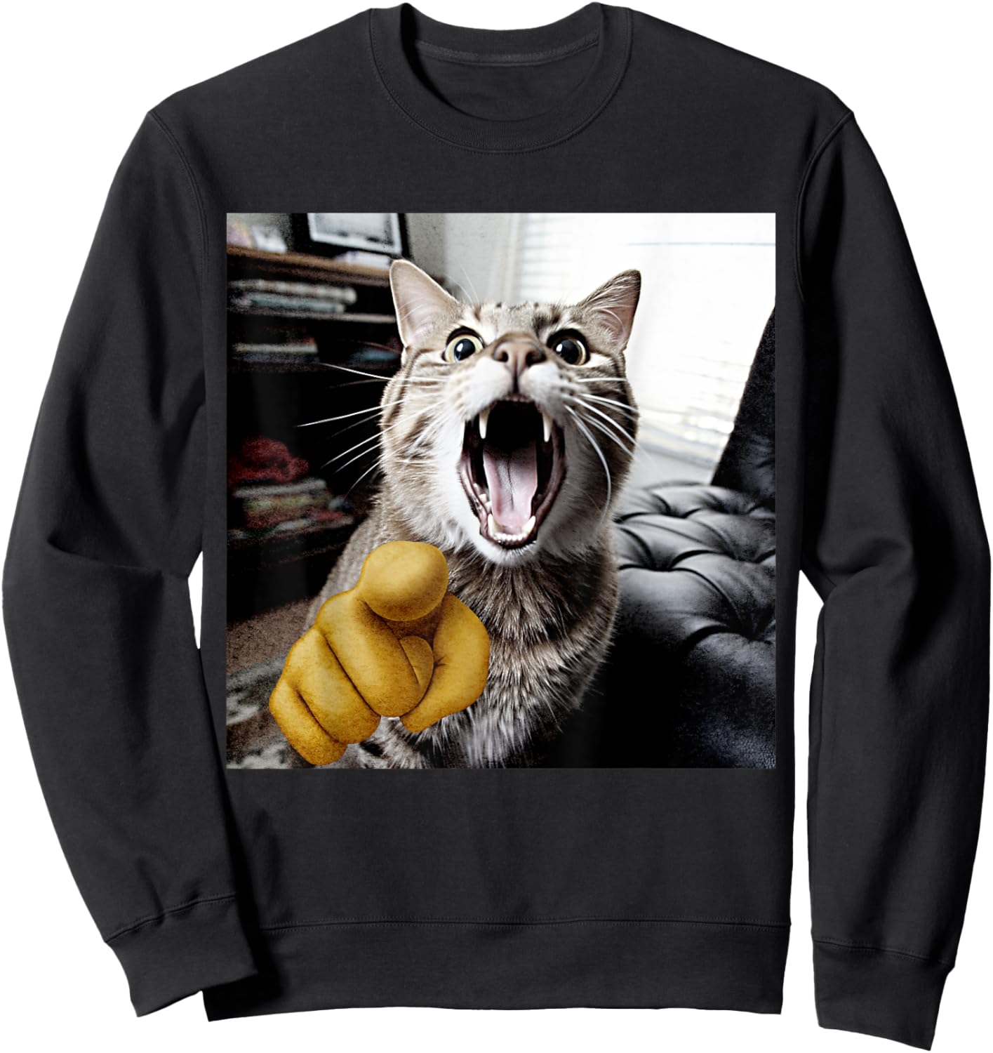 Funny Cat Laughing at You Women Boys Kids Cat Lovers Sweatshirt - Sweatshirt | Black